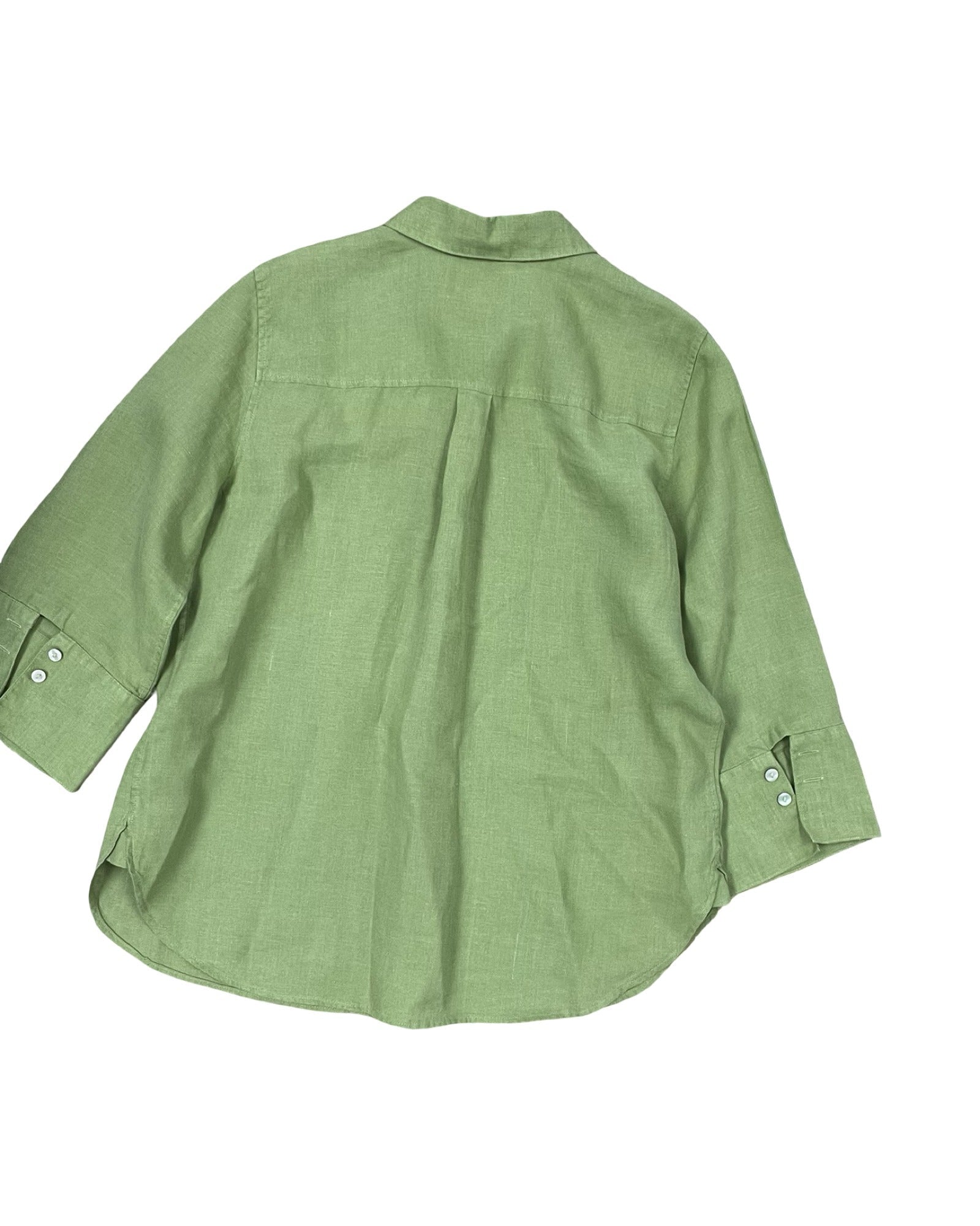 Blouse 3/4 Sleeve By Chicos In Green, Size:M