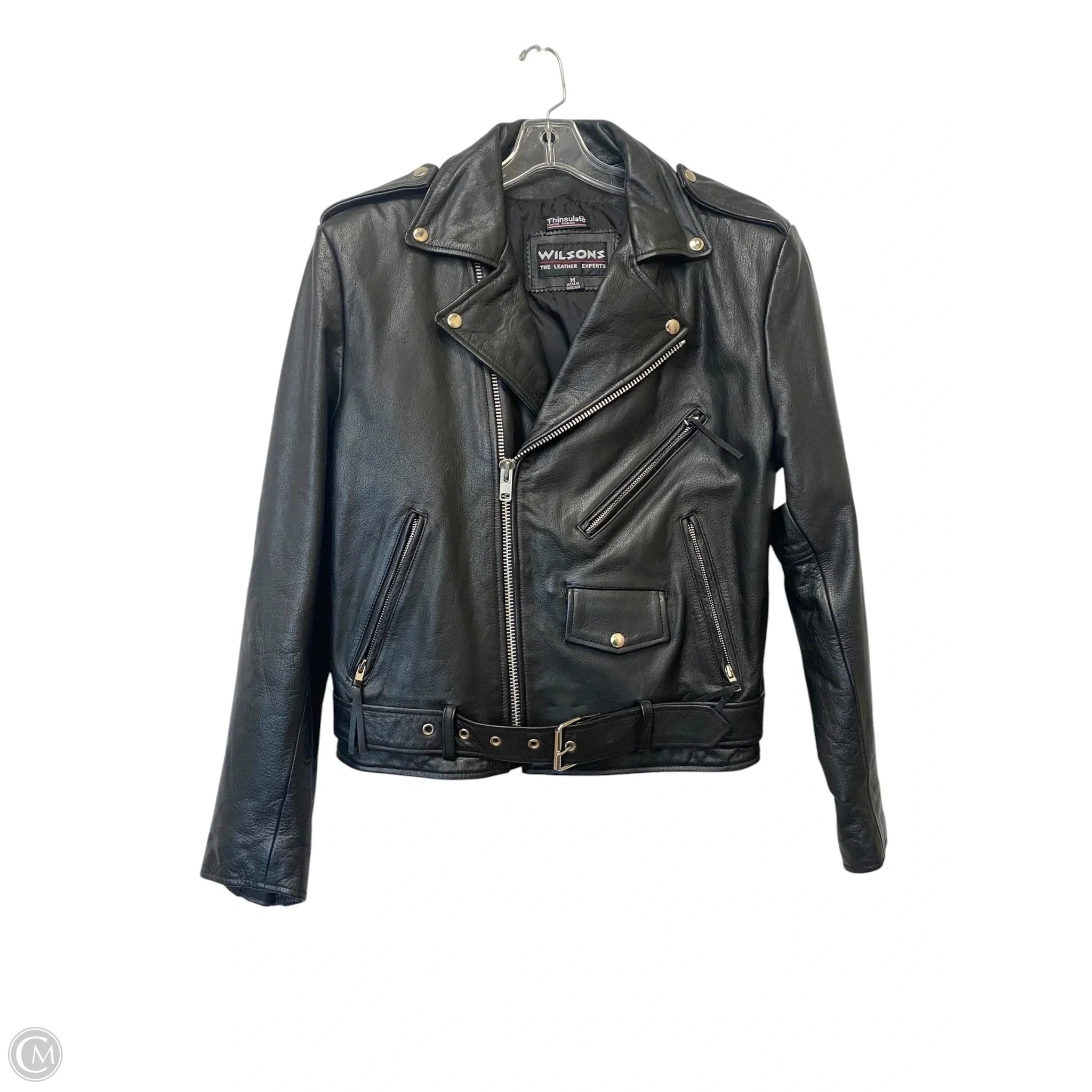 Jacket Leather By Wilsons Leather In Black, Size: M