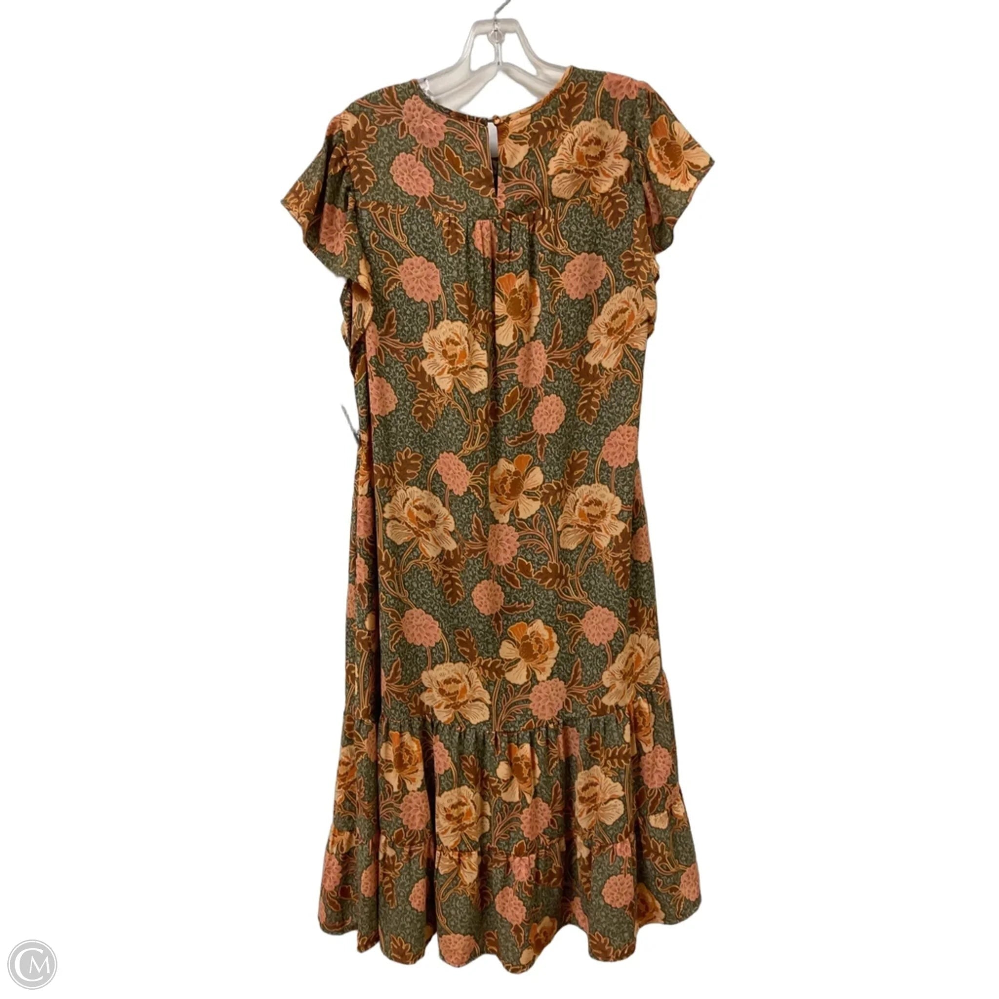 Dress Casual Midi By My Danielle In Green & Orange, Size: M