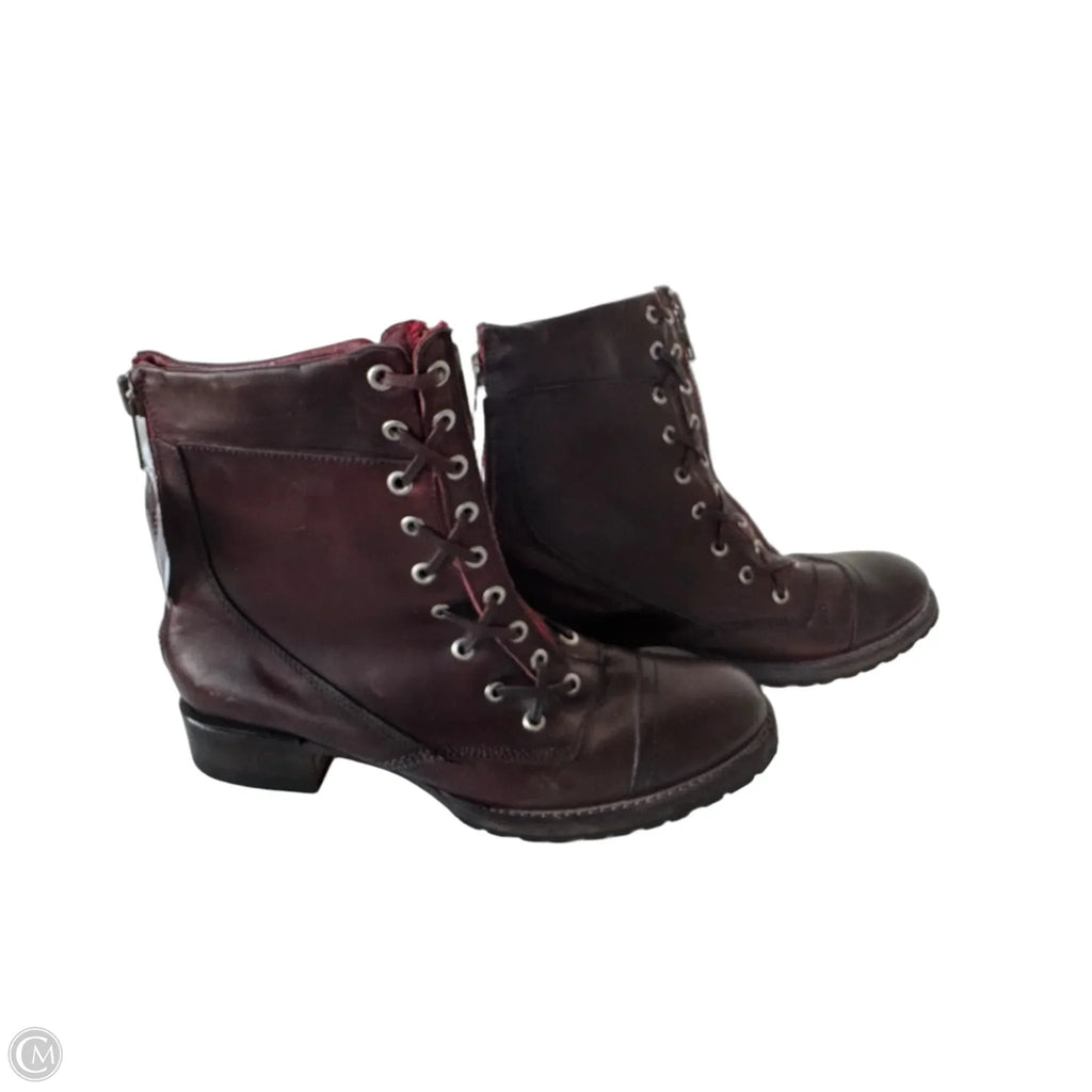 Boots Mid-calf Flats By Freebird In Maroon, Size: 12
