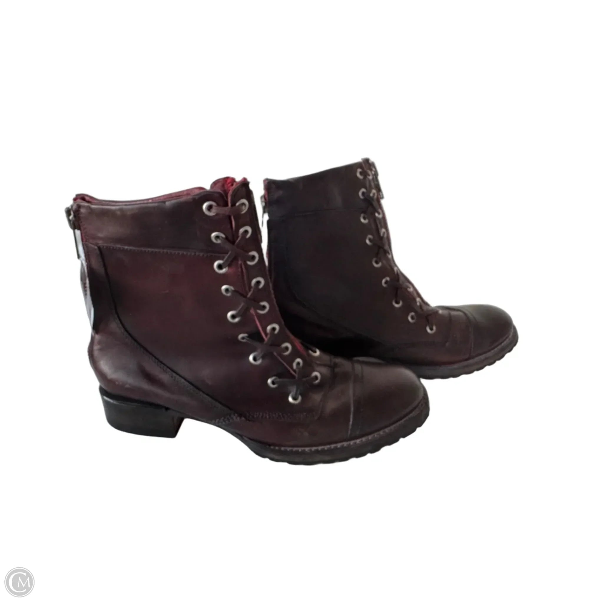 Boots Mid-calf Flats By Freebird In Maroon, Size: 12