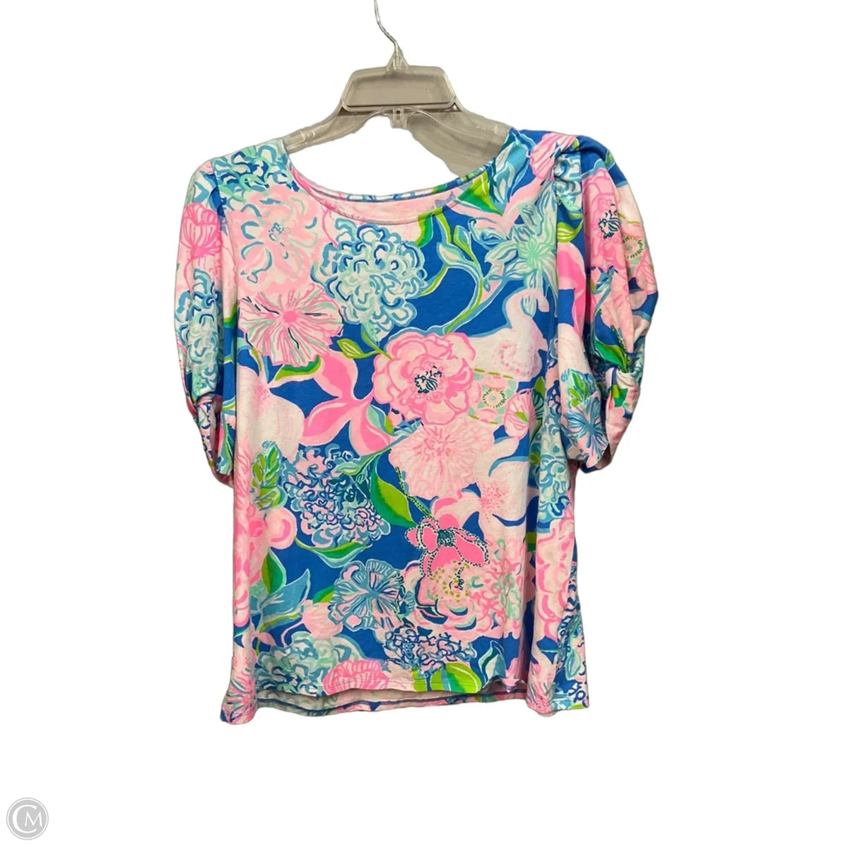 Top Short Sleeve Designer By Lilly Pulitzer In Floral Print, Size: Xl