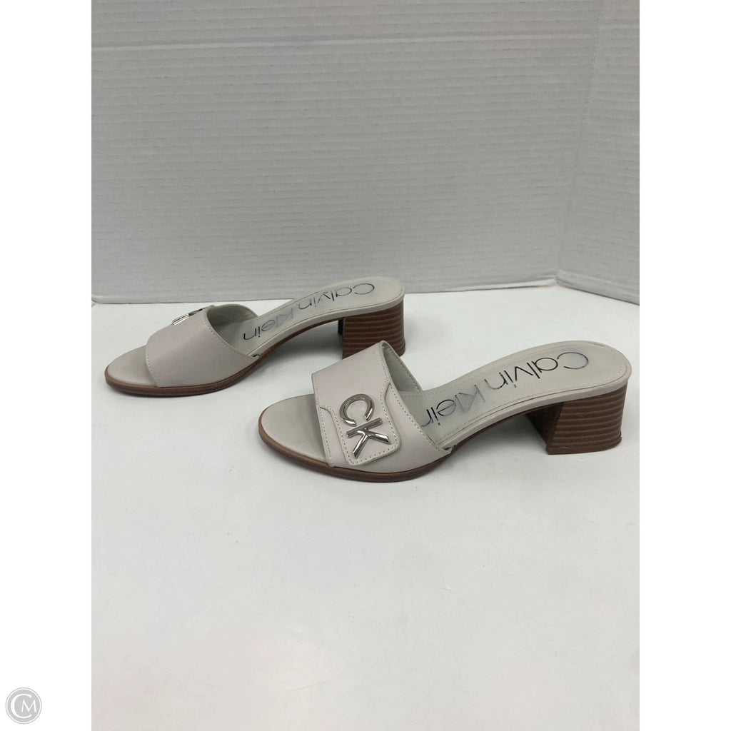 Sandals Heels Block By Calvin Klein In Grey, Size: 7