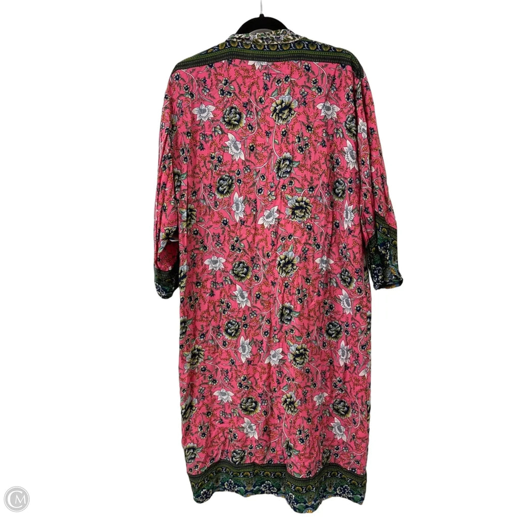 Kimono By Anthropologie In Green & Pink, Size: Osfm