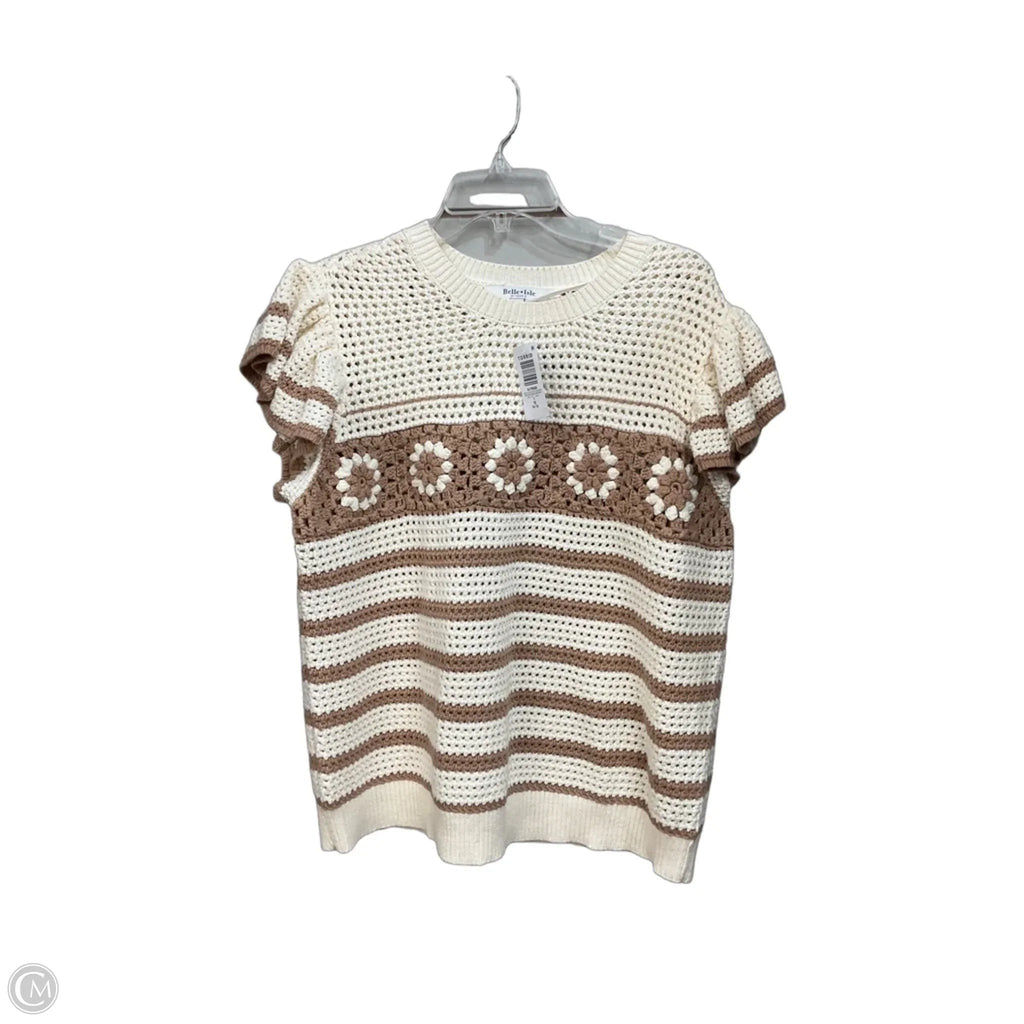 Sweater Short Sleeve By Cmc In Tan & White, Size: Xl