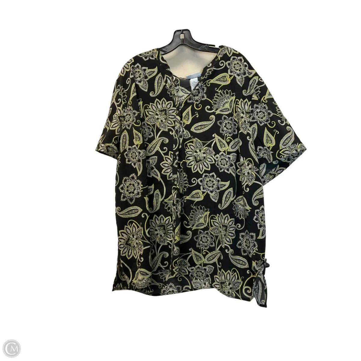 Top Short Sleeve By Catherines In Black & Yellow, Size: 4x