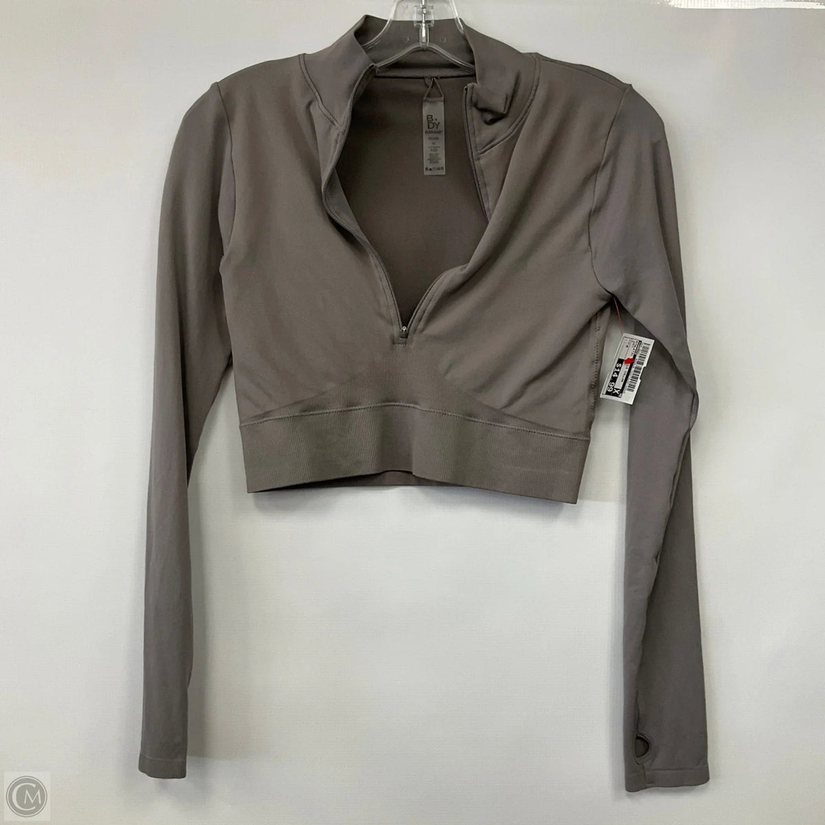Athletic Top Long Sleeve Collar By Garage In Grey, Size: M
