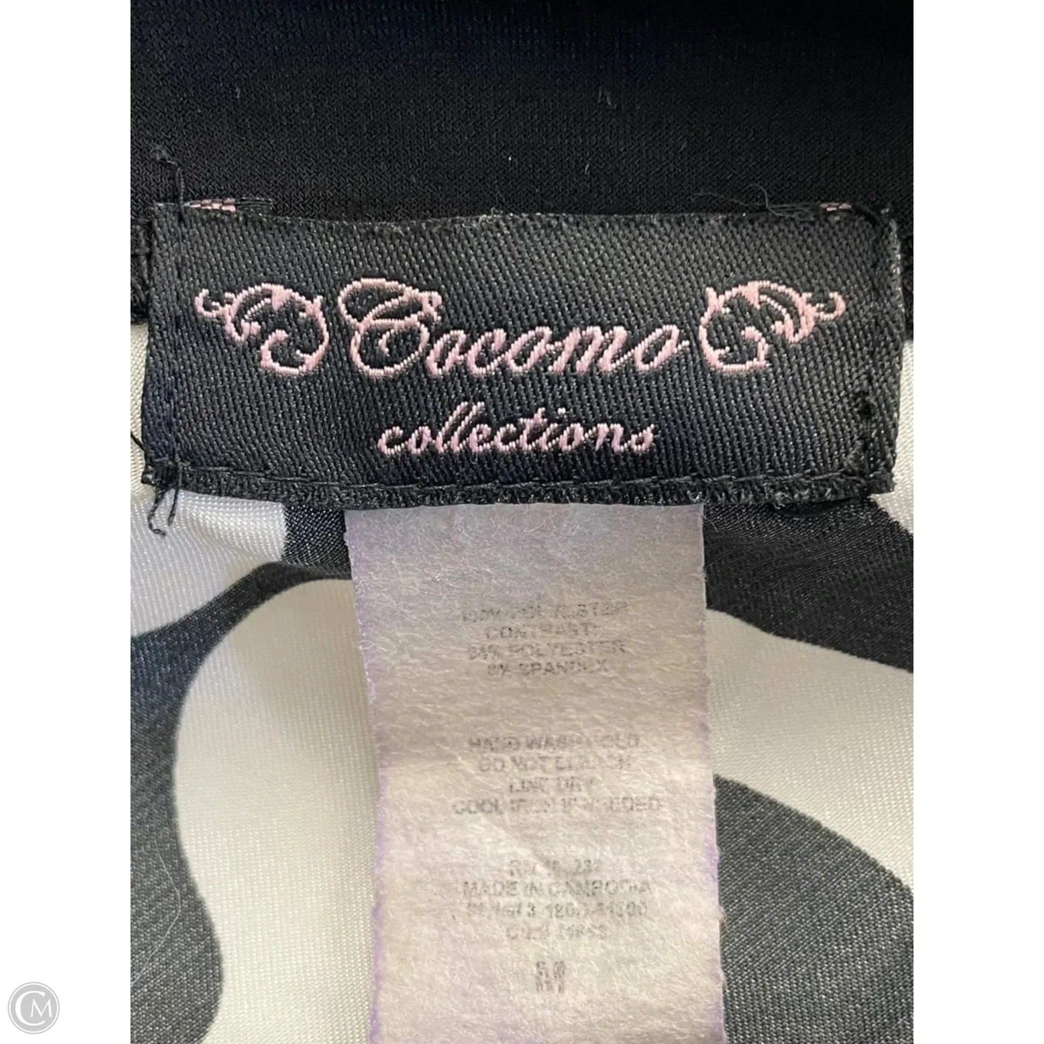 Blouse 3/4 Sleeve By Cocomo In Black & White, Size: M