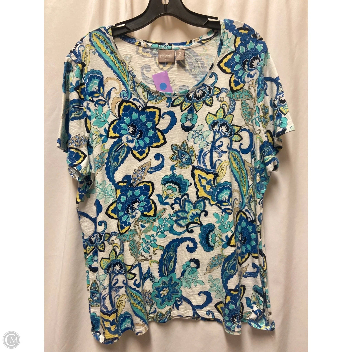 Top Short Sleeve By Chicos In Blue, Size: Xl