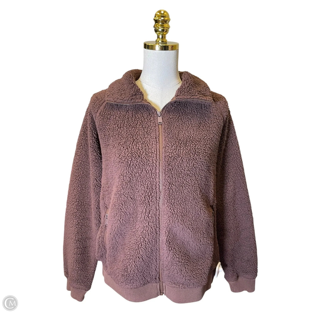 Jacket Faux Fur & Sherpa By Athleta In Brown, Size: M
