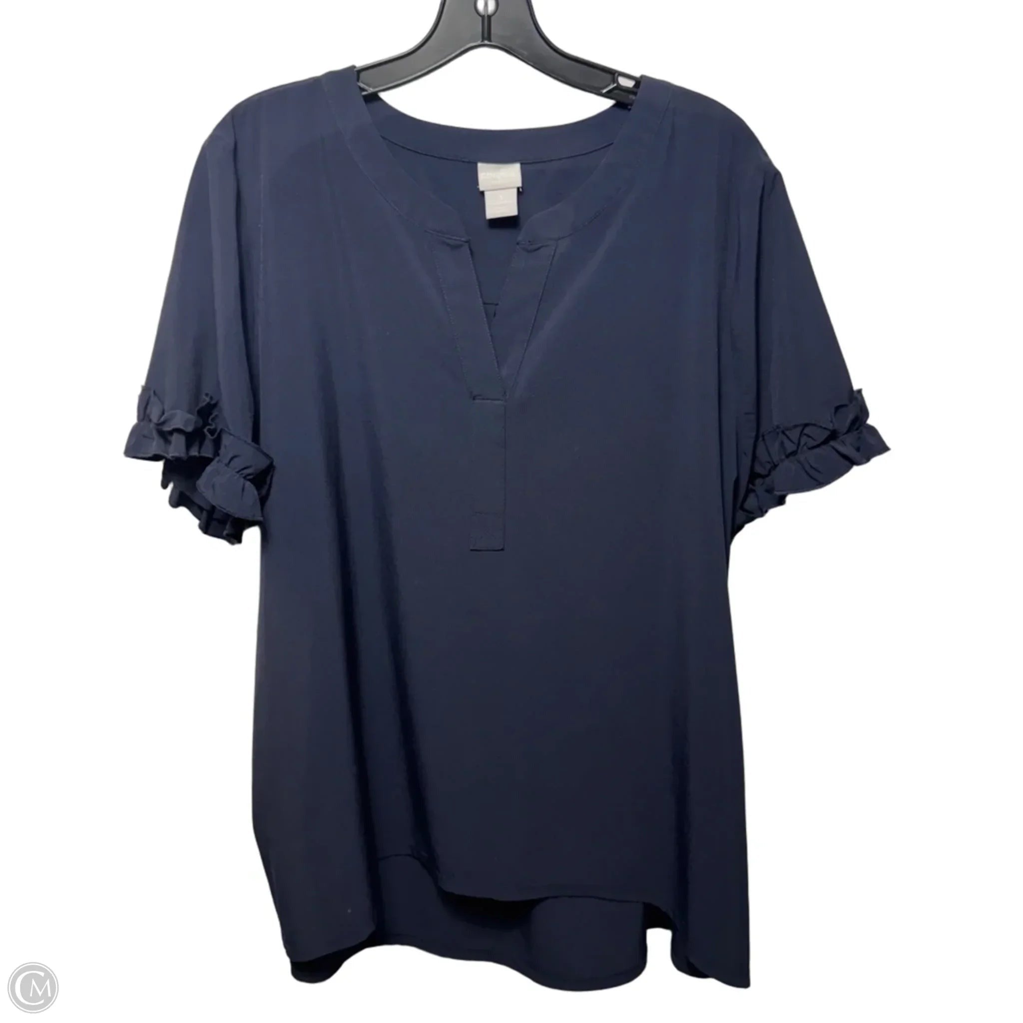 Top Short Sleeve By Chicos In Navy, Size: Xl