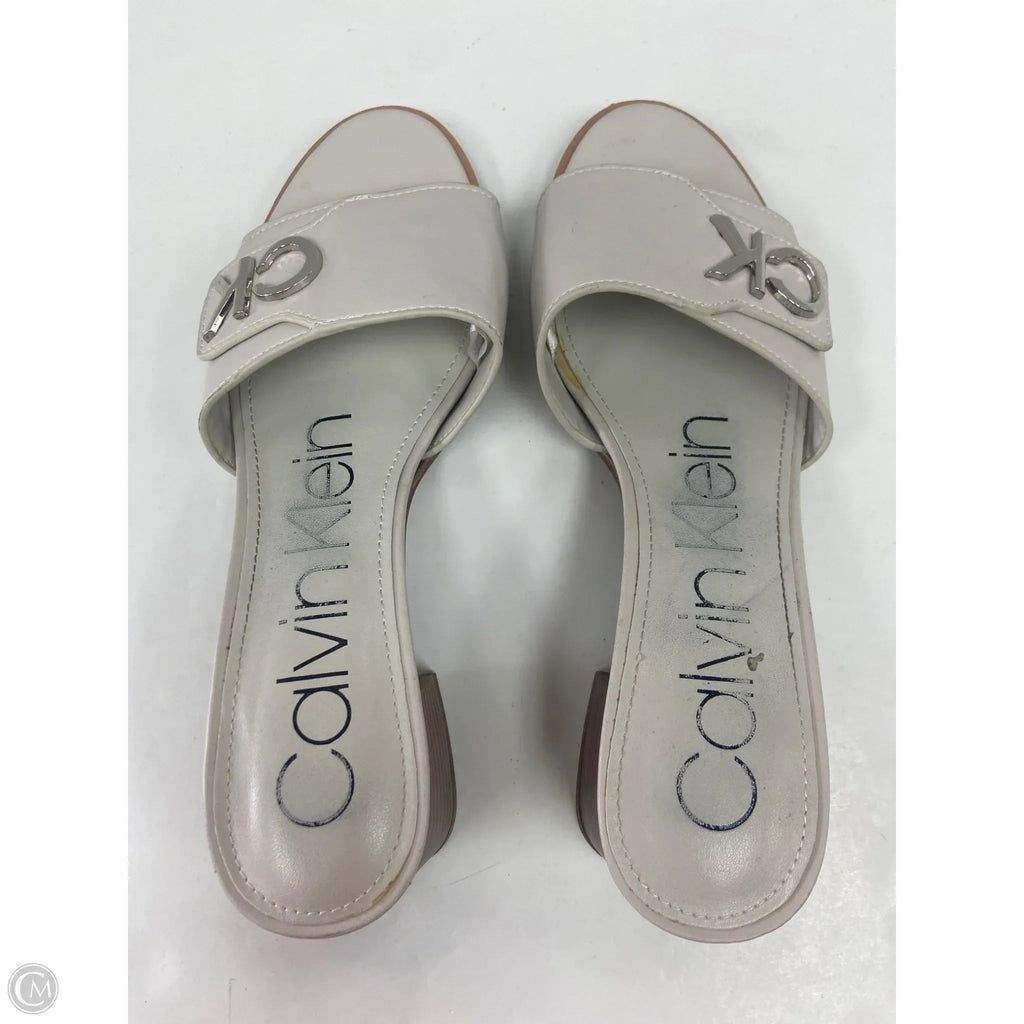 Sandals Heels Block By Calvin Klein In Grey, Size: 7
