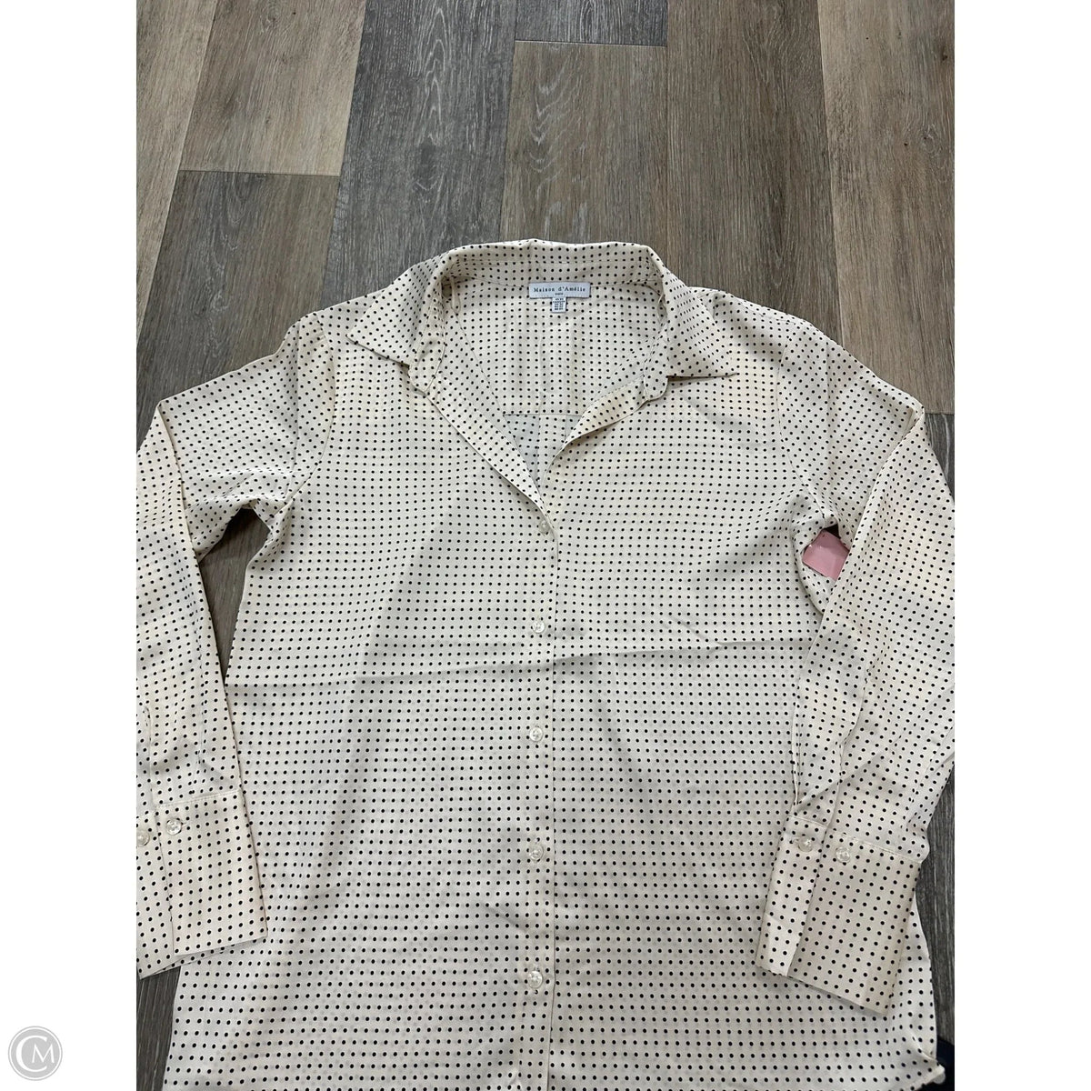 Blouse Long Sleeve By Maison Damelie In Polkadot Pattern, Size: Xs