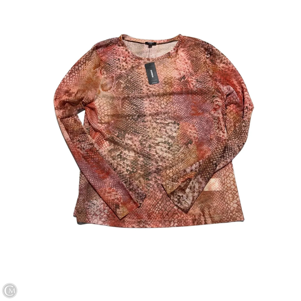 Top Long Sleeve By Express In Snakeskin Print, Size: L