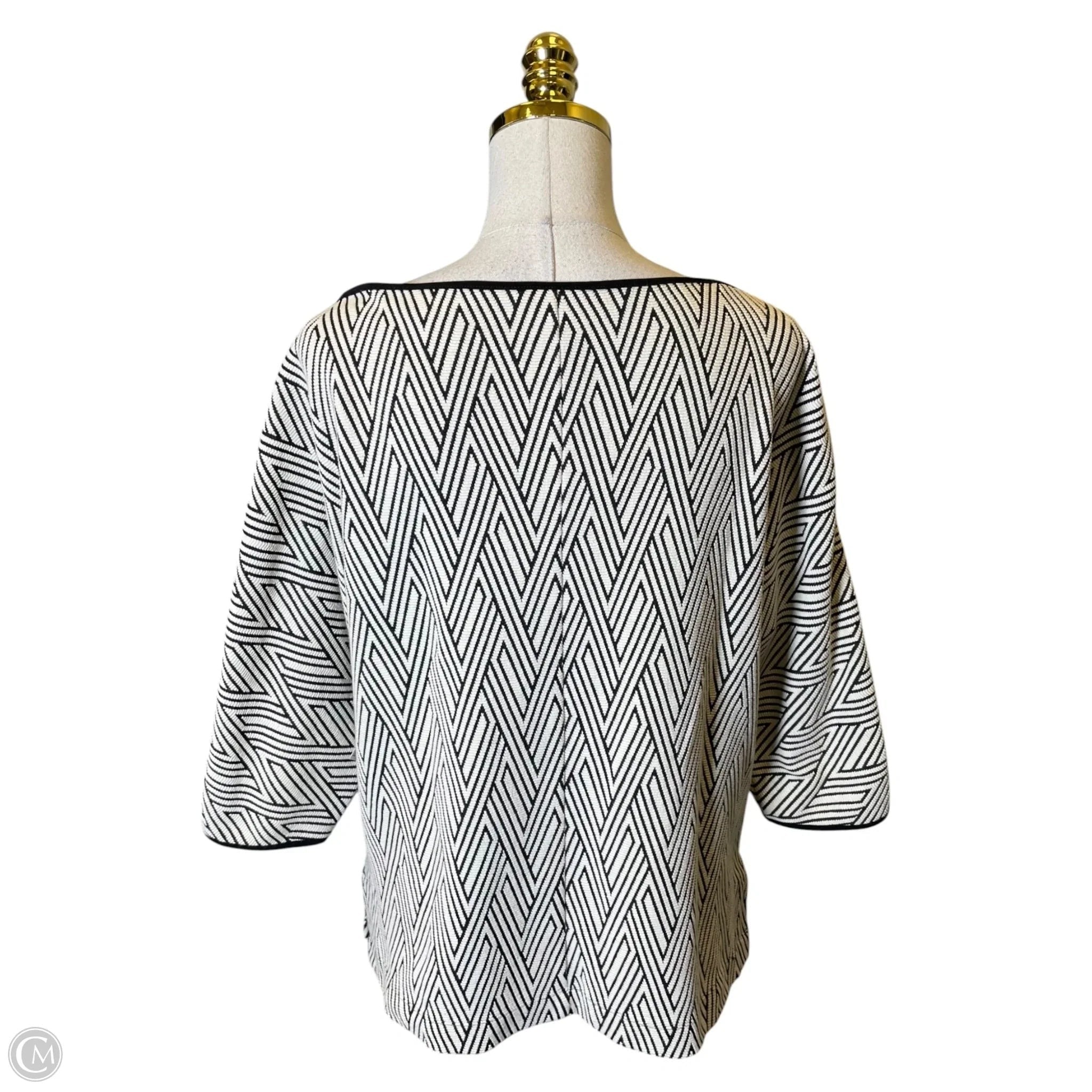 Top Long Sleeve By Chicos In Black & Cream, Size: M