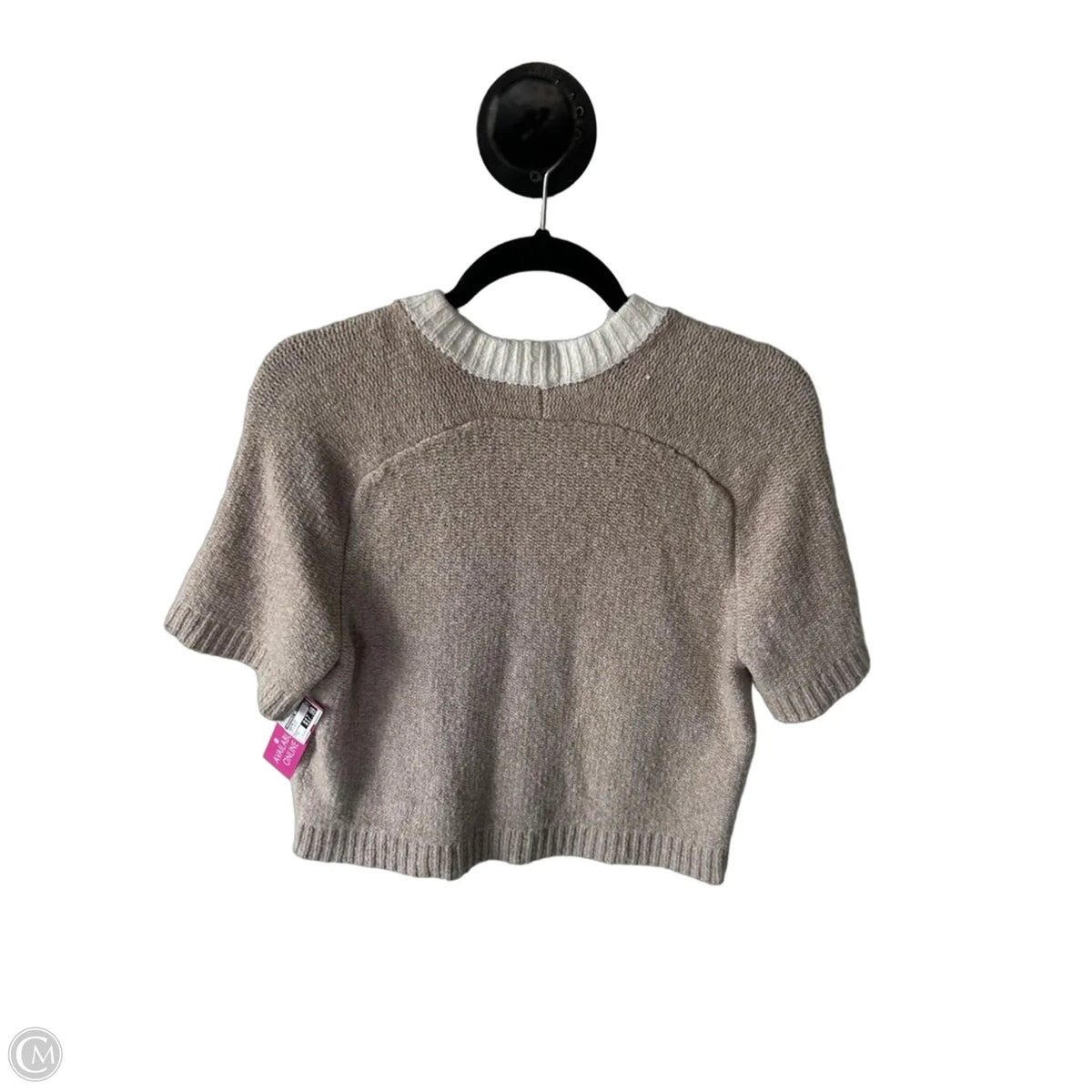Sweater Short Sleeve By Abercrombie And Fitch In Tan & White, Size: S