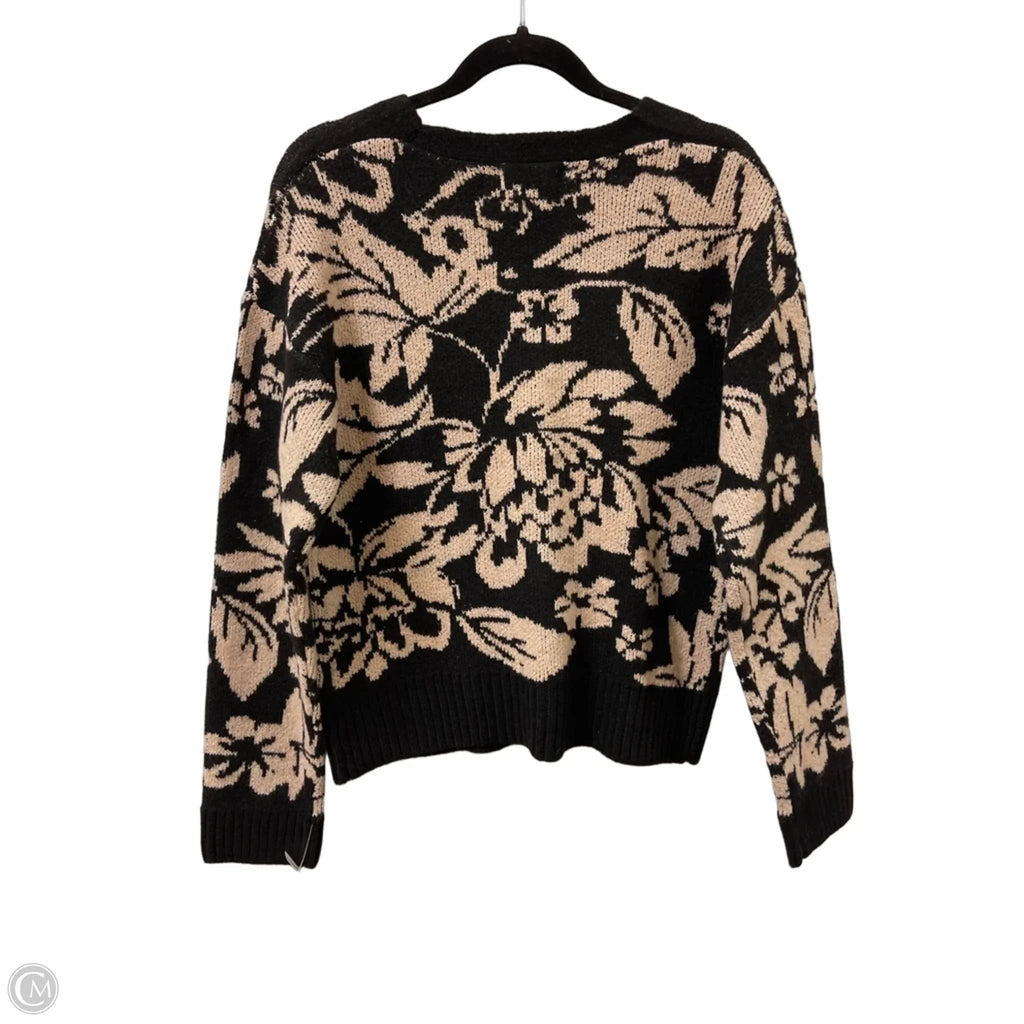Sweater Cardigan By Clothes Mentor In Black & Cream, Size: M