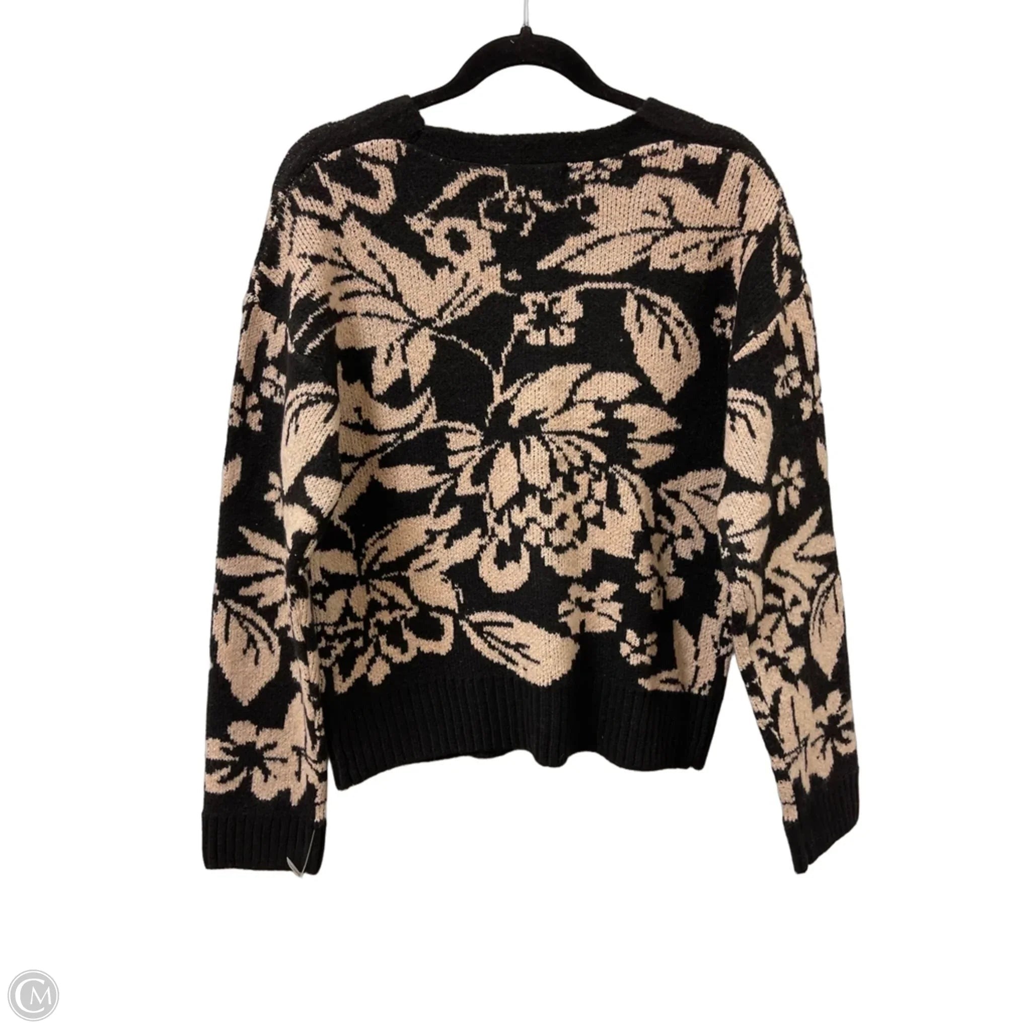 Sweater Cardigan By Clothes Mentor In Black & Cream, Size: M