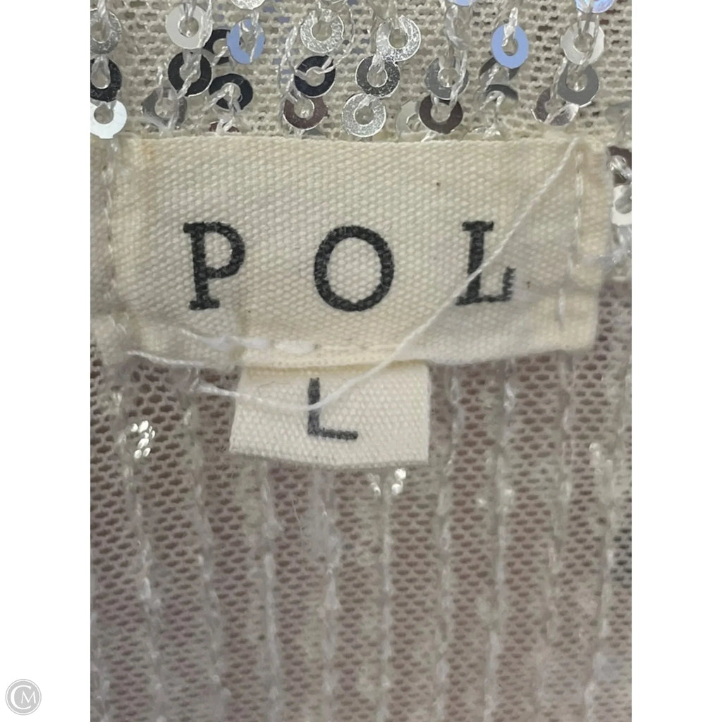 Top Long Sleeve By Pol In Silver & Tan, Size: L