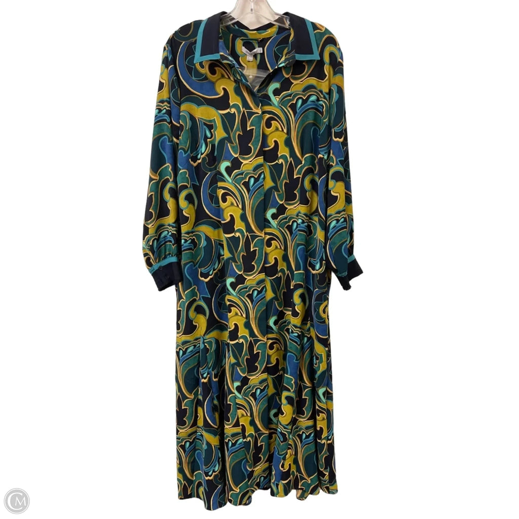 Dress Casual Maxi By Chicos In Blue & Green, Size: Xl