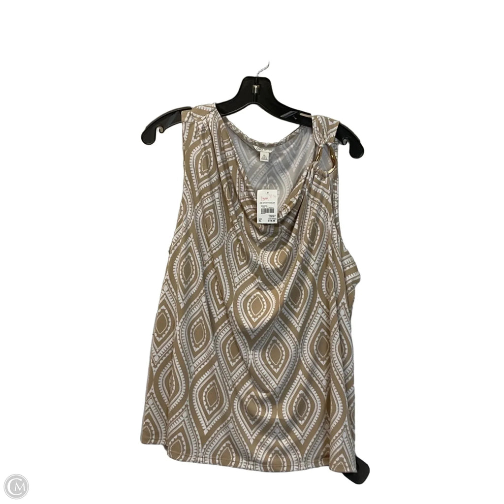 Top Sleeveless By Cato In Tan & White, Size: Xl