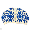 Sweater Cardigan By Stile In Blue & Cream, Size: L