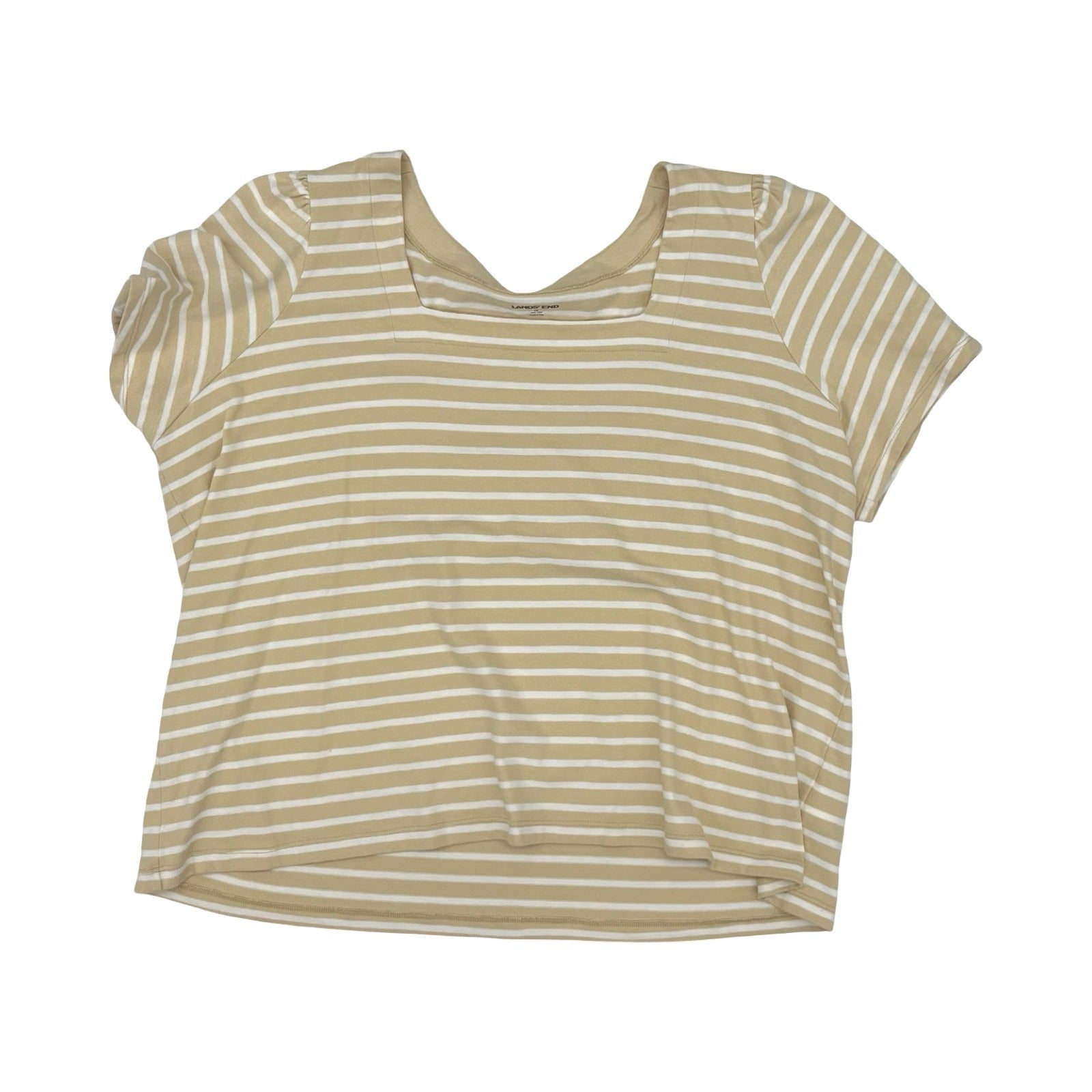 Top Ss By Lands End In Tan & White, Size:3X
