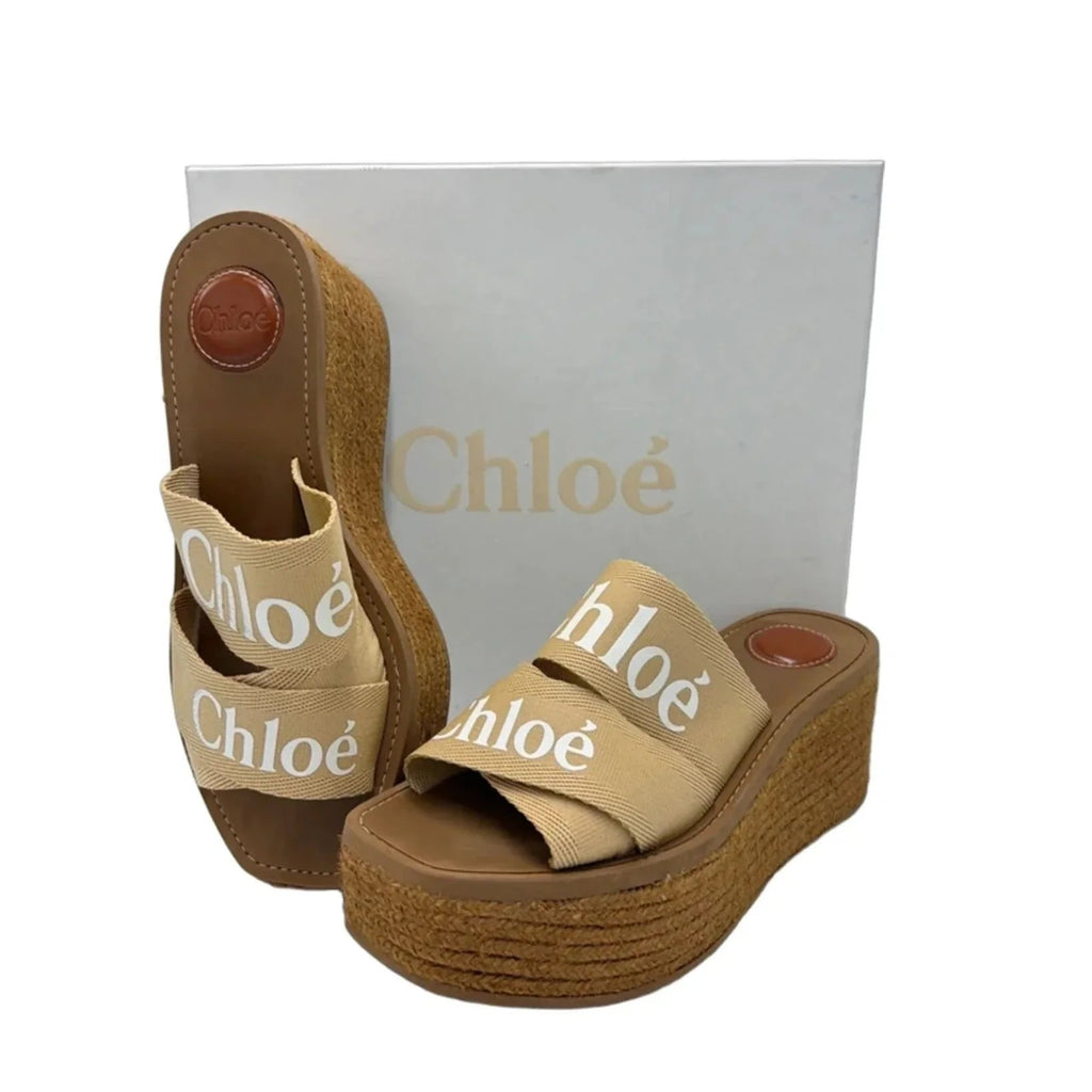 Chloe Woody Wedge Platform Luxury Shoes, Size: 9 (39)
