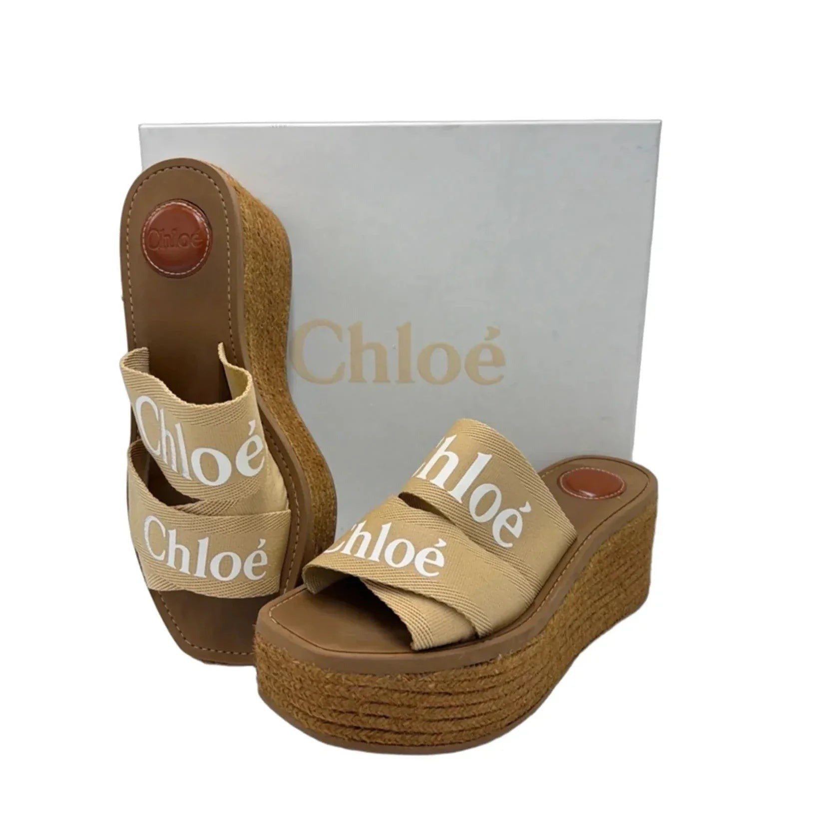 Chloe Woody Wedge Platform Luxury Shoes, Size: 9 (39)