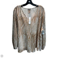 Blouse Long Sleeve By Chicos In Tan & White, Size: 2x