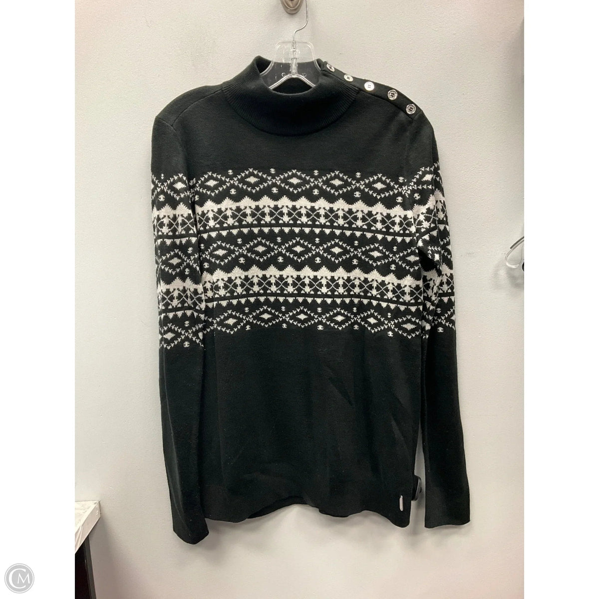Sweater By Calvin Klein In Black & White, Size: S