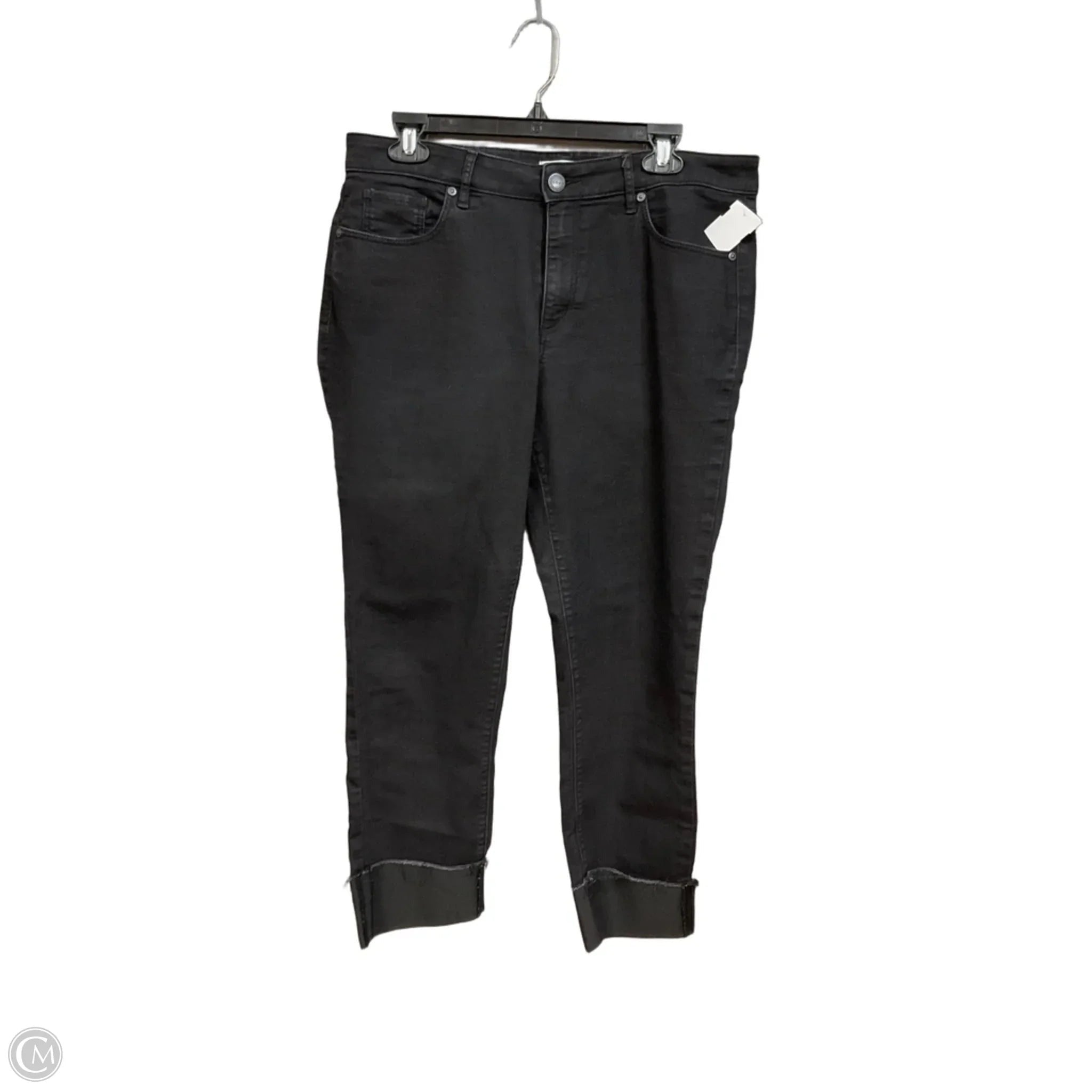 Jeans Straight By Loft In Black Denim, Size: 12