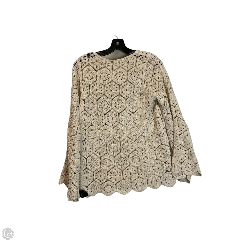 Top Long Sleeve By Solitaire In Cream, Size: S