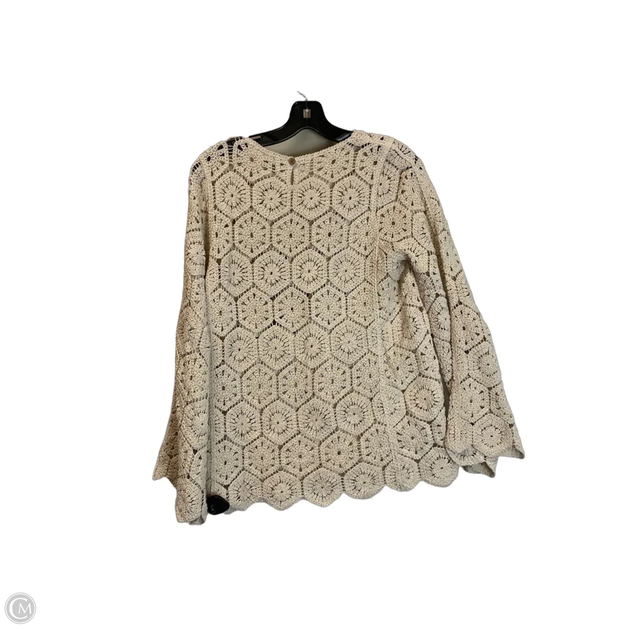Top Long Sleeve By Solitaire In Cream, Size: S