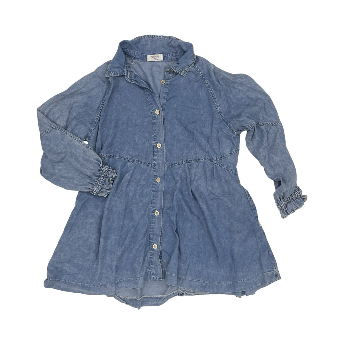 Top Ls By Zenana In Blue Denim, Size:Xl