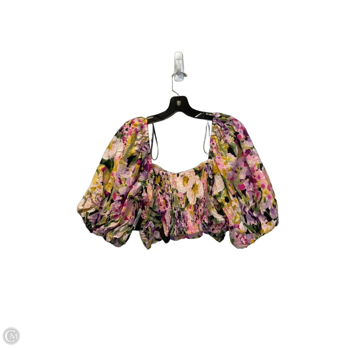 Top Short Sleeve By H&m In Floral Print, Size: L