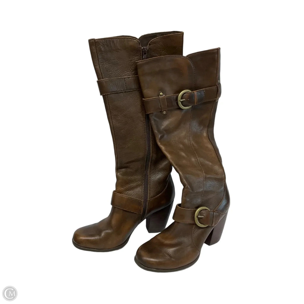 Boots Knee Heels By Born In Brown, Size: 6.5