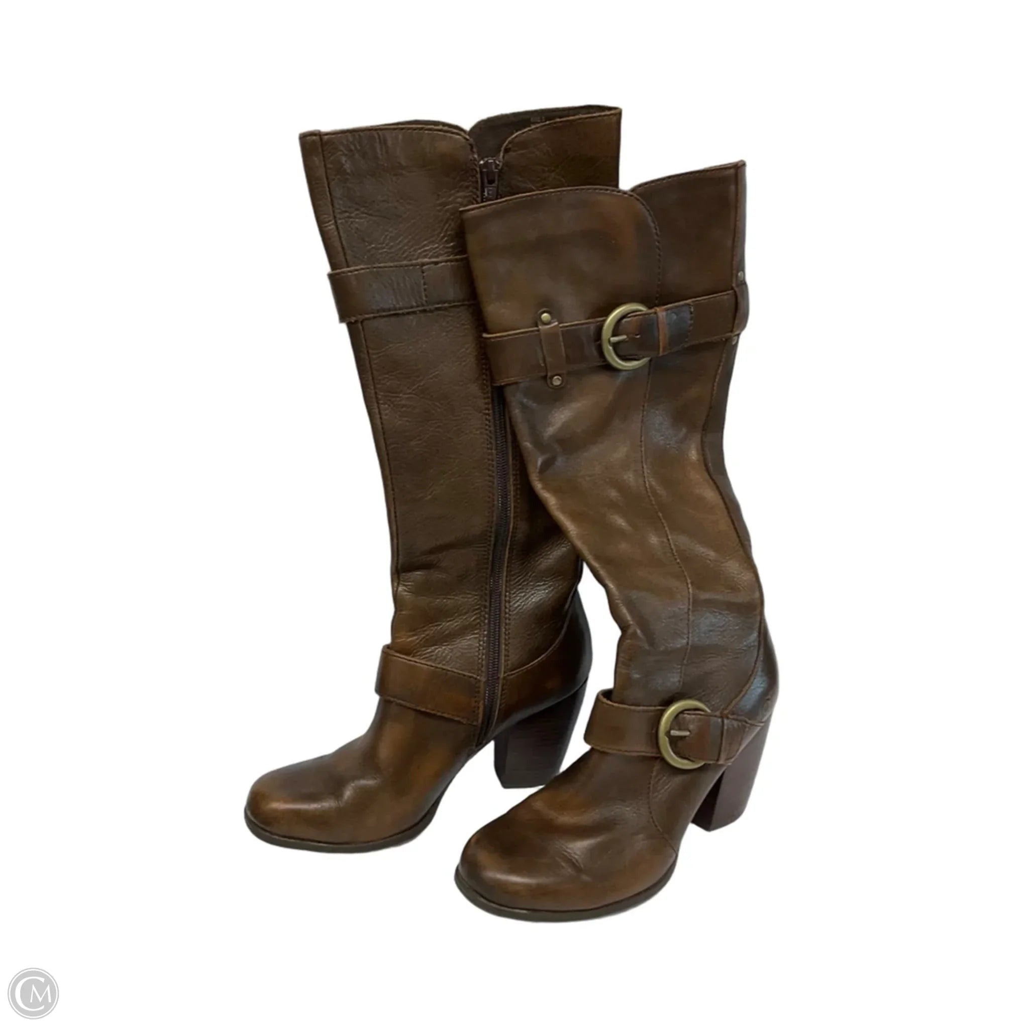 Boots Knee Heels By Born In Brown, Size: 6.5