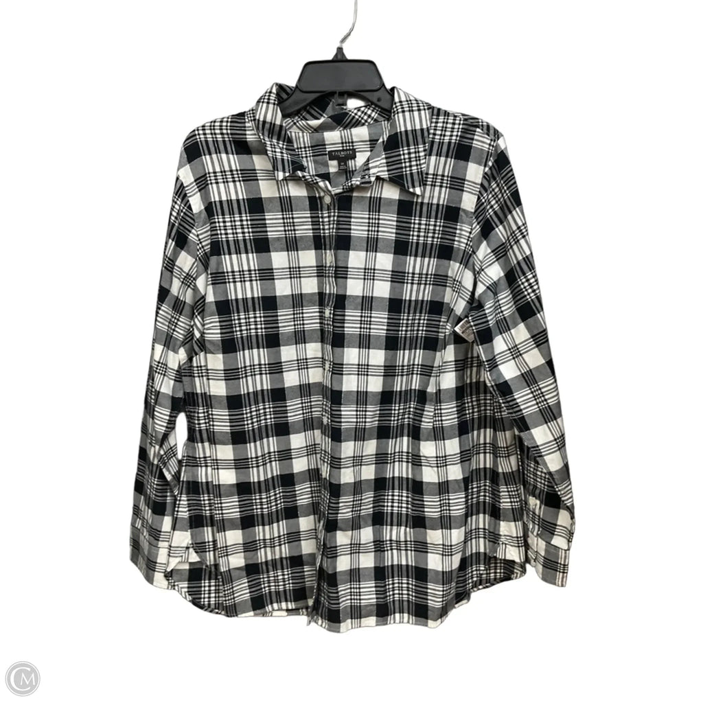 Top Long Sleeve By Talbots In Plaid Pattern, Size: 1x