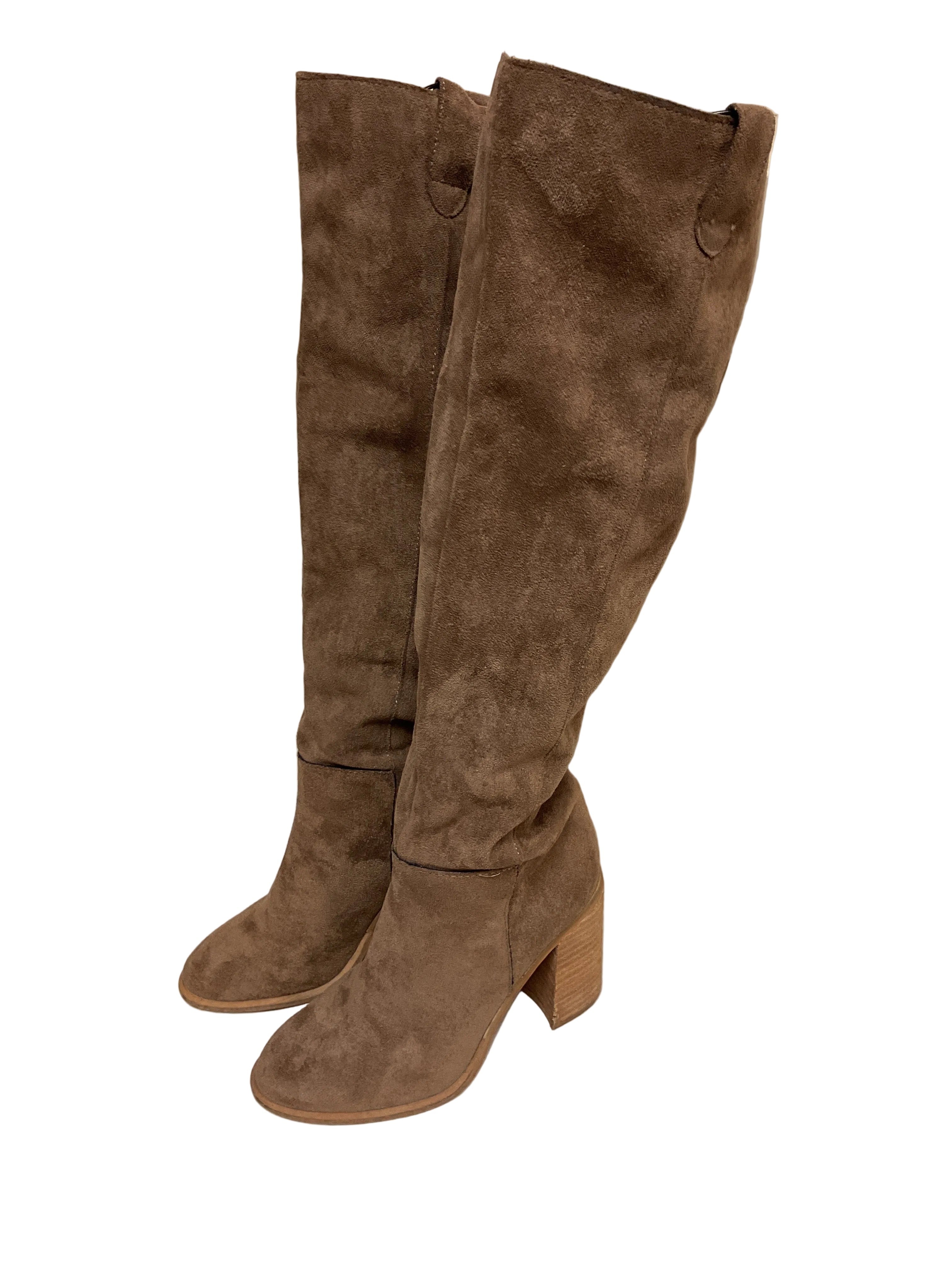 Boots Knee Heels By Steve Madden In Tan, Size:6