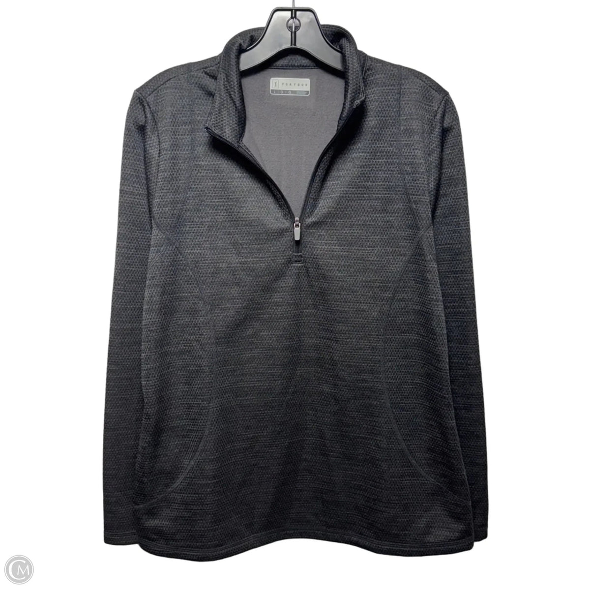 Athletic Top Long Sleeve Collar By Pga Tour In Grey, Size: L