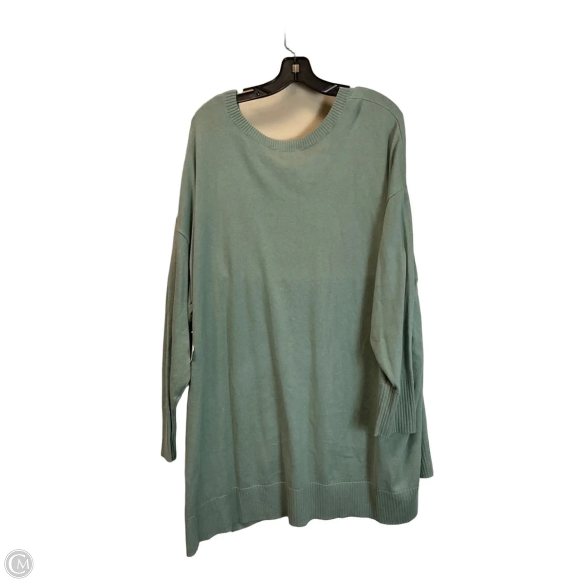 Top Long Sleeve Basic By D&co. In Green, Size: 2x