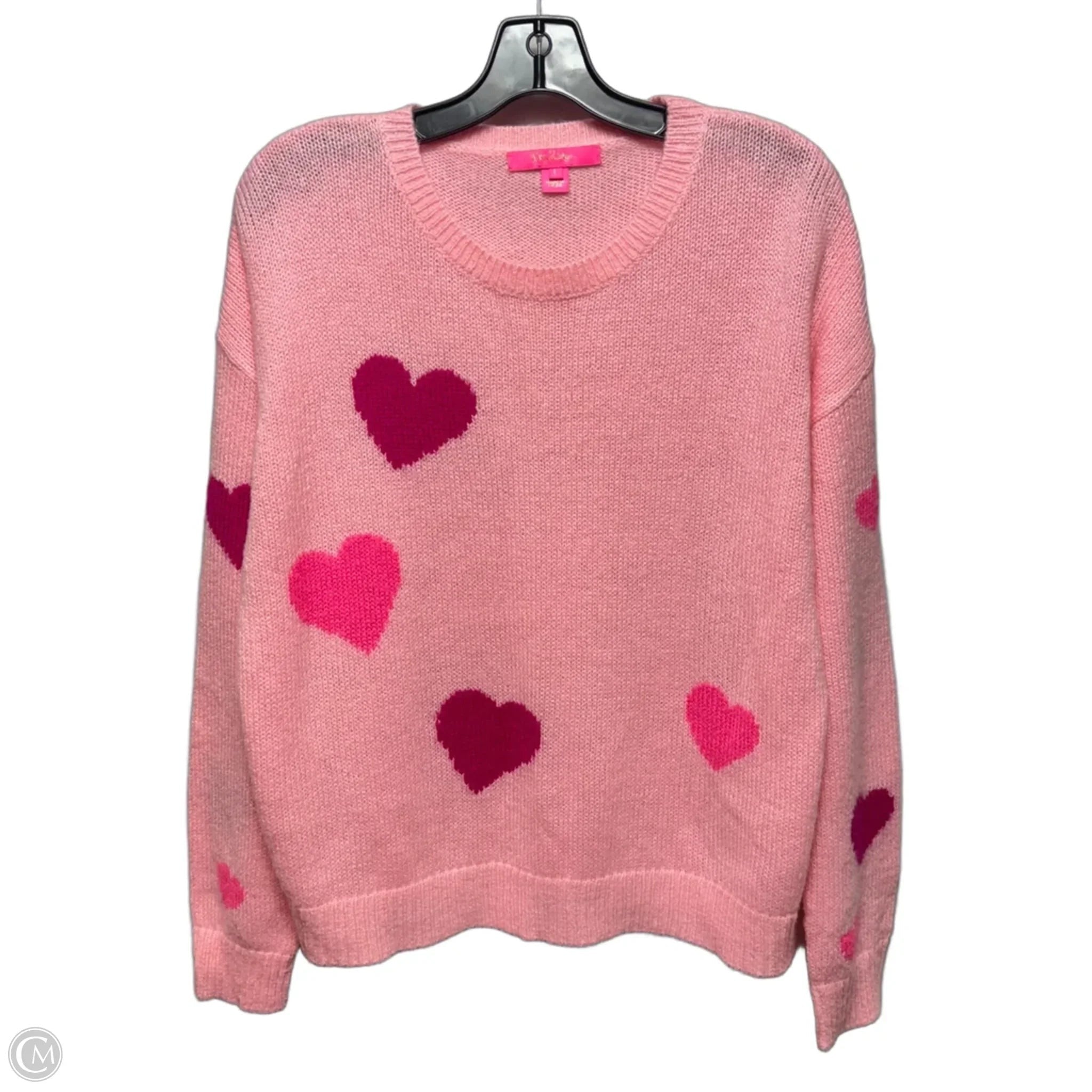 Venla Sweater Designer By Lilly Pulitzer In Calla Lilly Pink Hearts Toss, Size: L