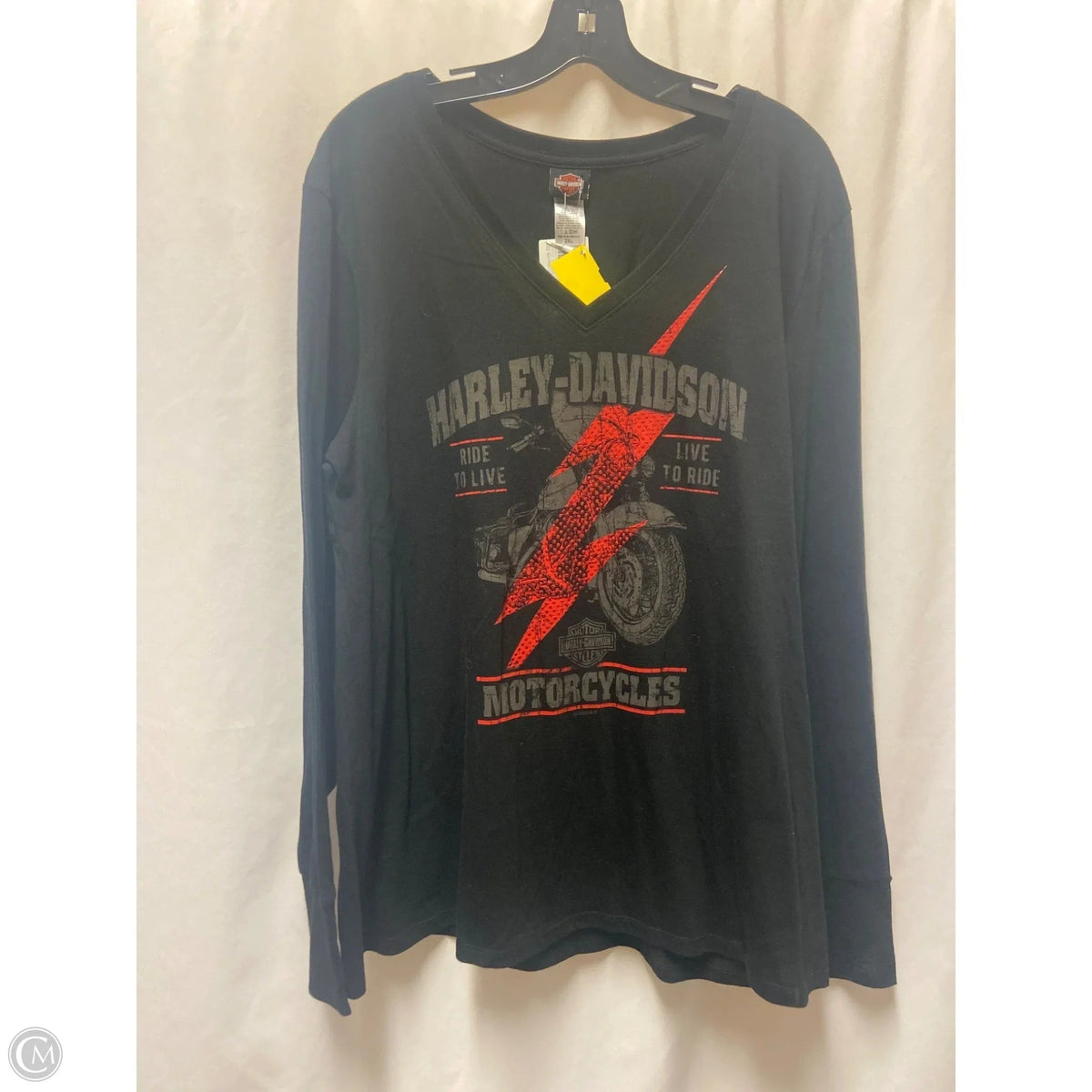 Top Long Sleeve By Harley Davidson In Black, Size: 2x