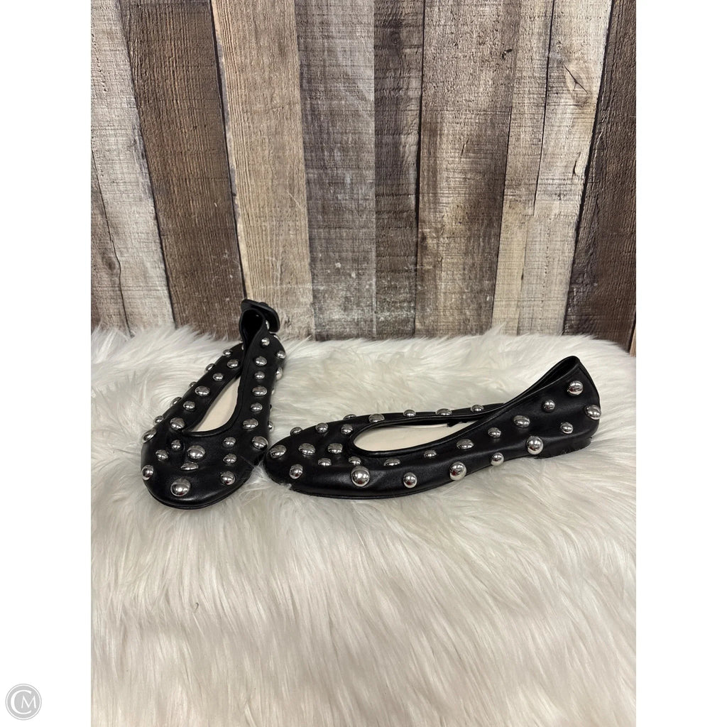 Shoes Flats By Zara In Black & Silver, Size: 9