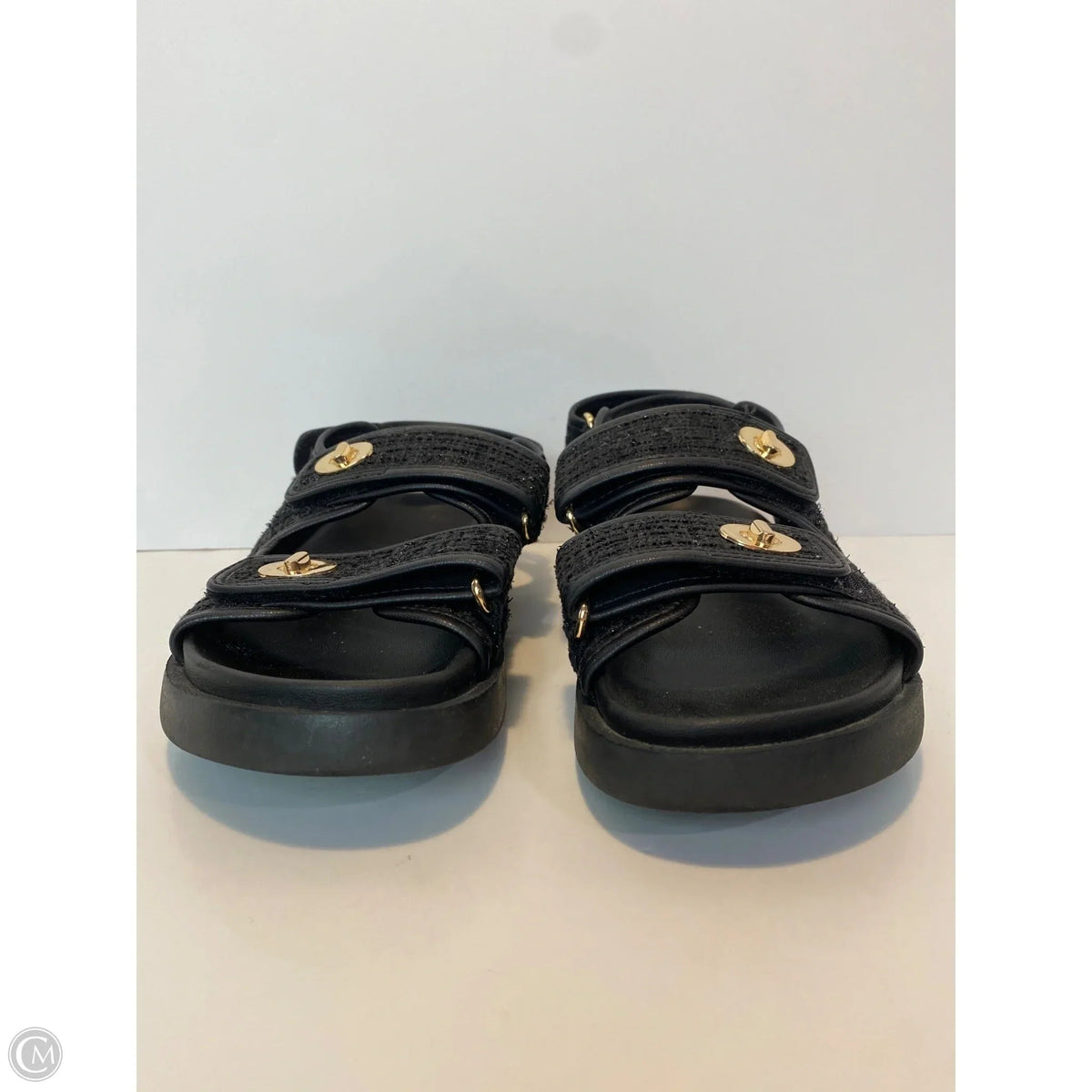 Sandals Flats By H&m In Black, Size: 7.5