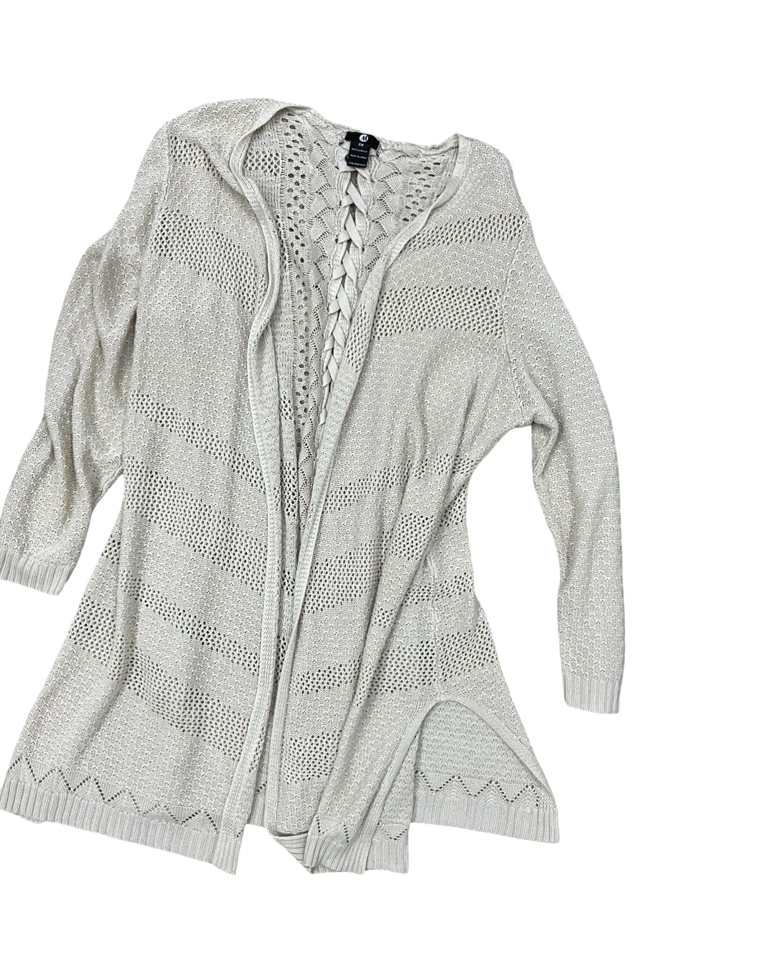 Sweater Cardigan By Clothes Mentor In Beige, Size:2X