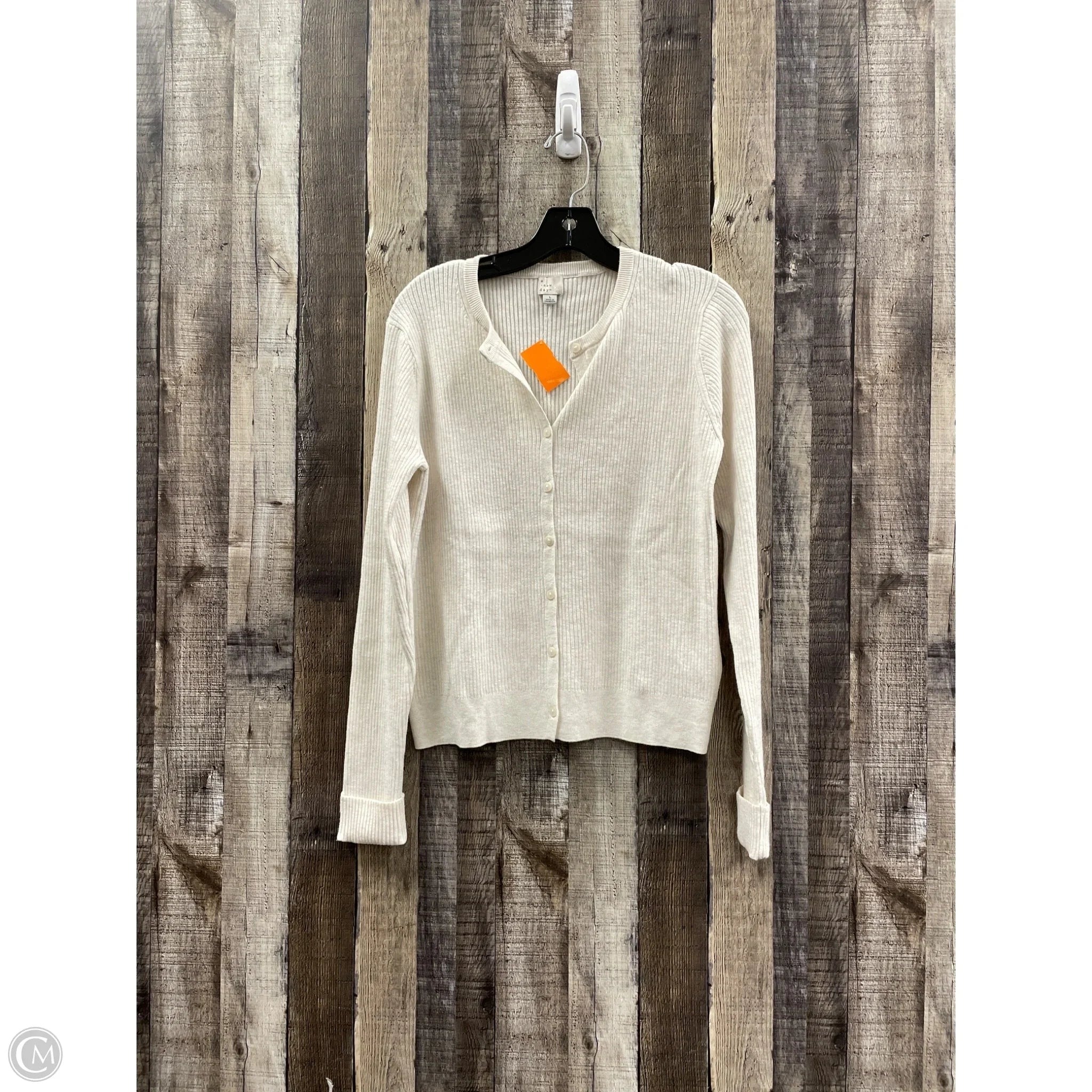 Sweater Cardigan By A New Day In Ivory, Size: L
