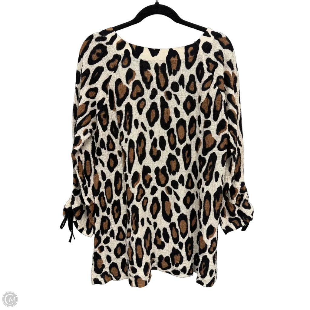 Blouse Long Sleeve By Chicos In Black & Cream, Size: Xl