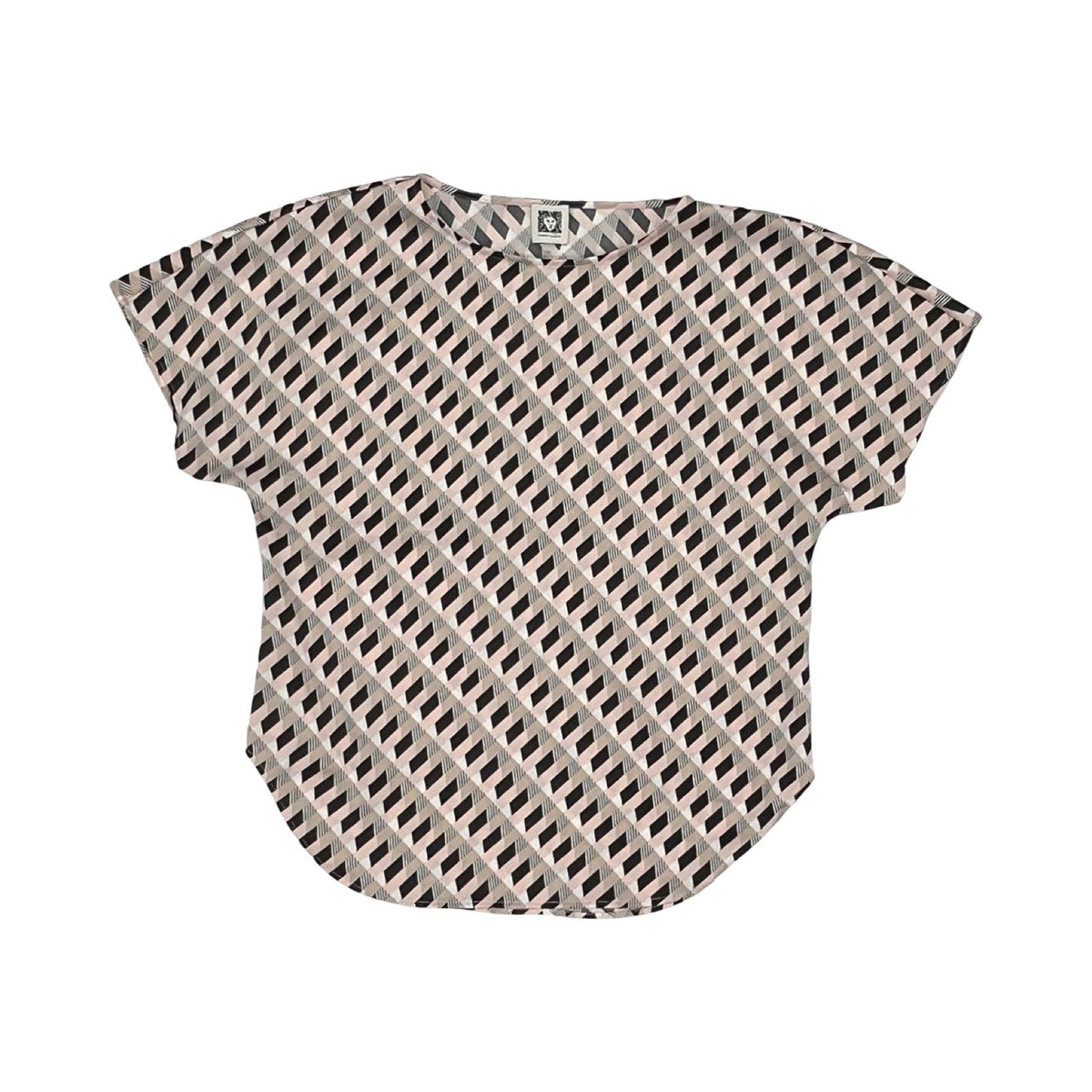 Blouse Ss By Anne Klein In Black & Pink, Size:Xs